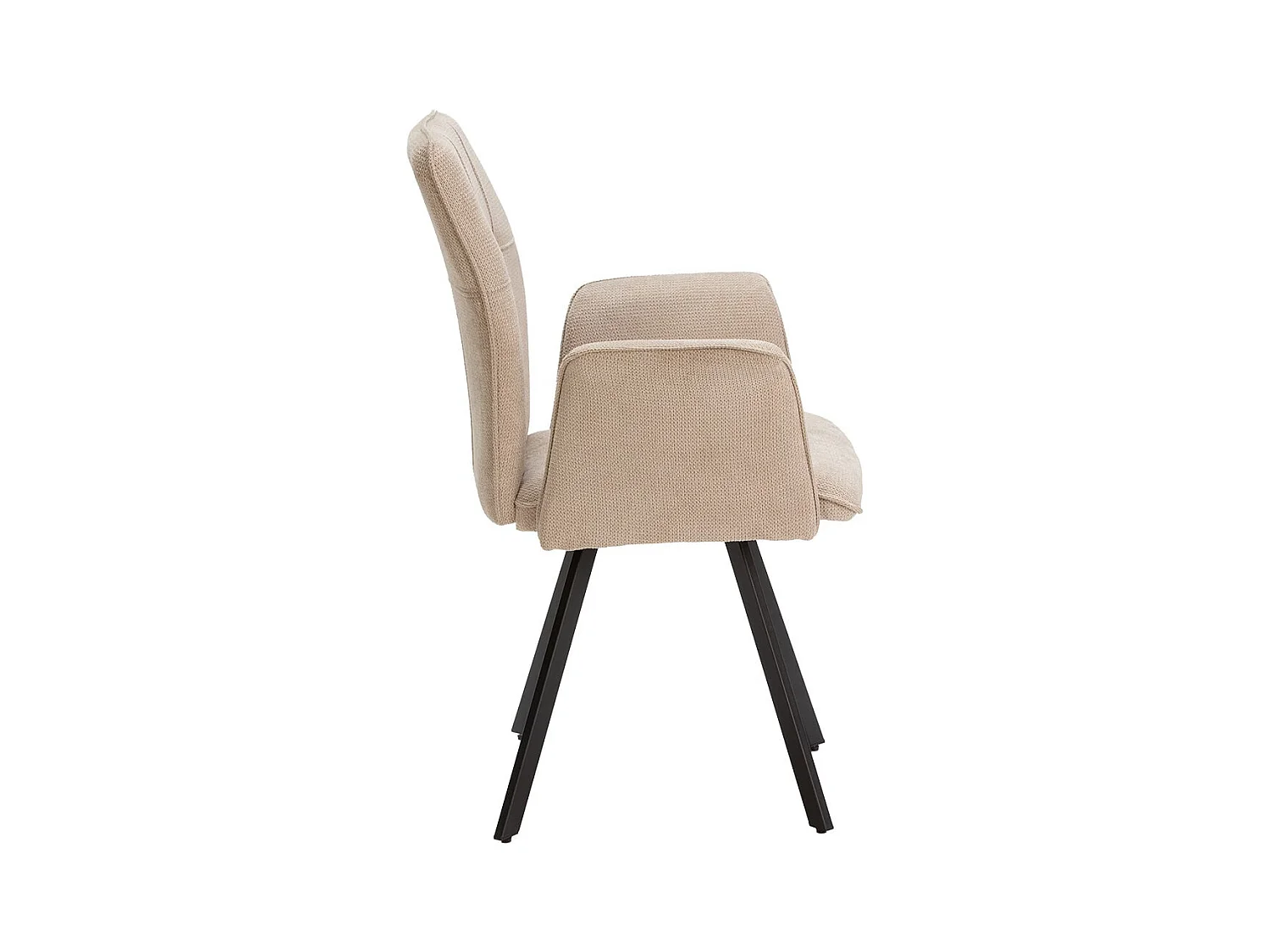 SELMA - Lot de 6 Fauteuils Tissu Beige Effet Tricoté Pieds Métal Noir