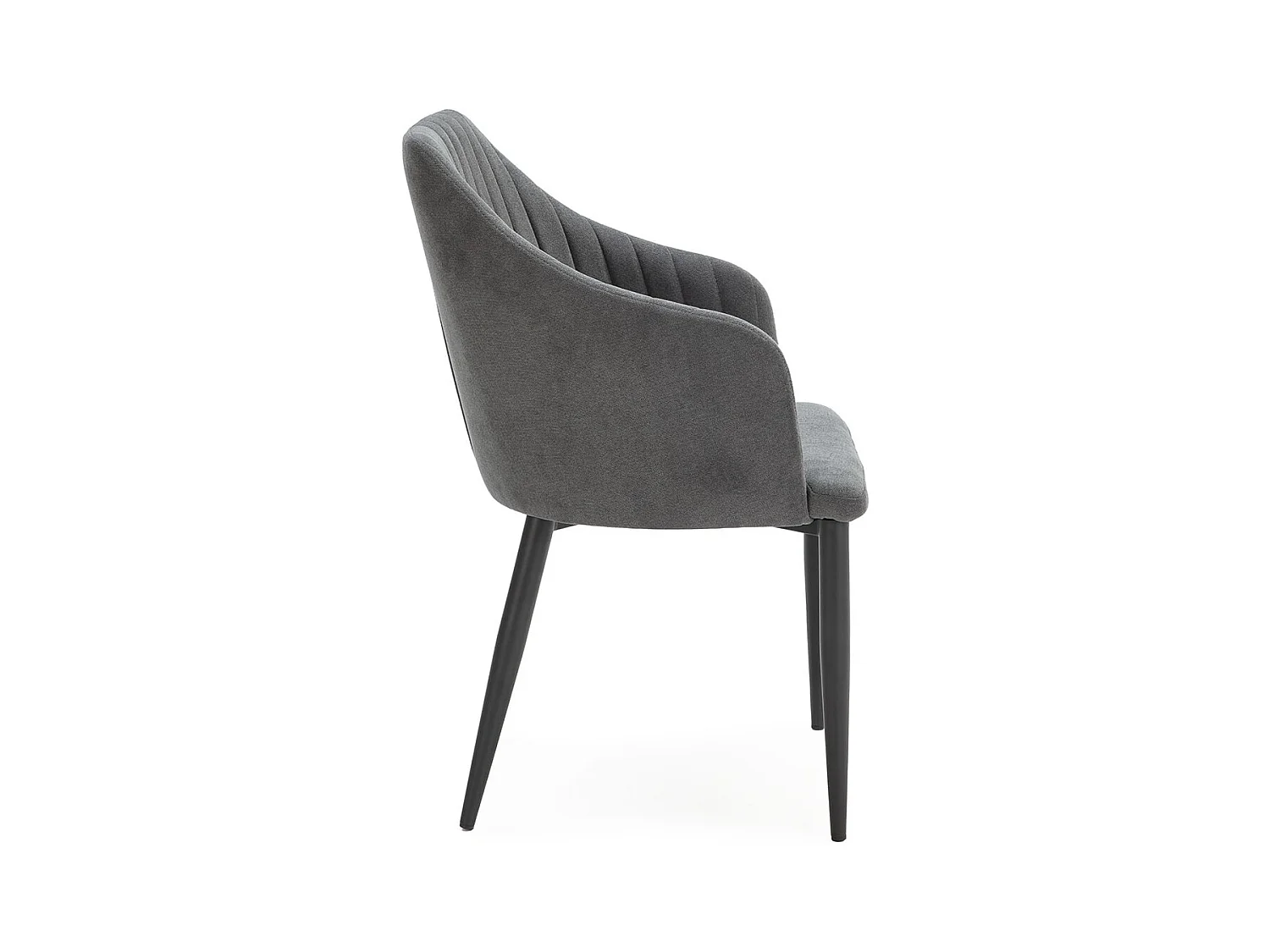 FASCA - Lot de 4 Fauteuils Tissu Noir Surpiqures Verticales Pieds Métal