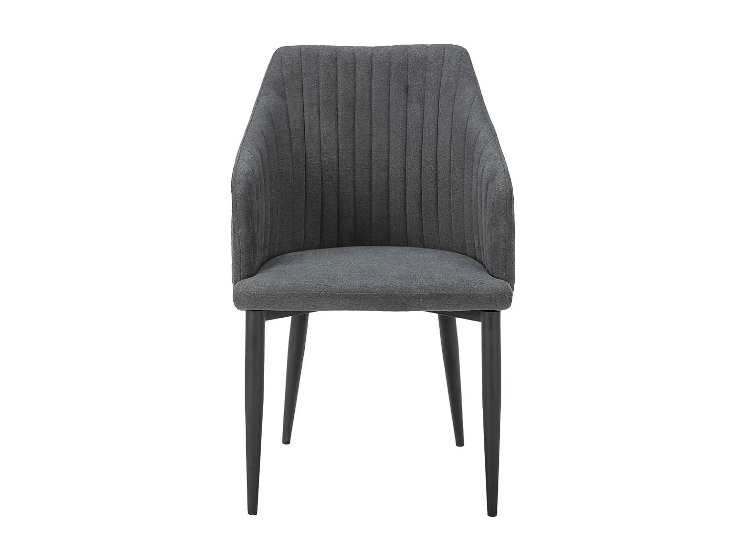 FASCA - Lot de 4 Fauteuils Tissu Noir Surpiqures Verticales Pieds Métal