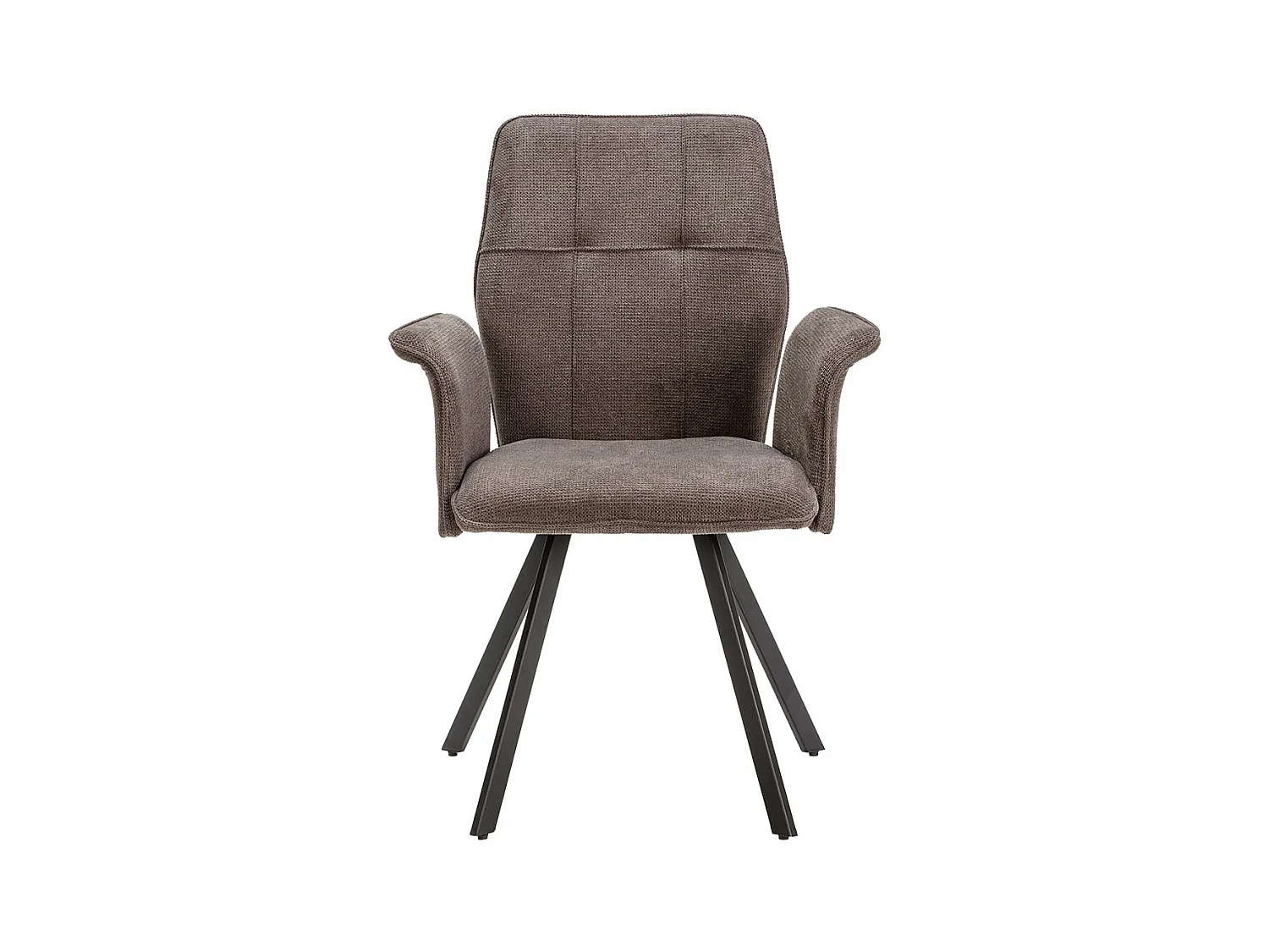 SELMA - Lot de 4 Fauteuils Tissu Gris Anthracite Effet Tricoté Pieds Métal Noir