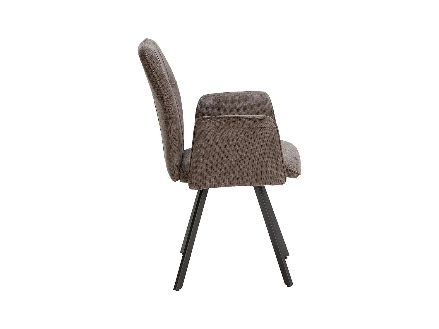 SELMA - Lot de 4 Fauteuils Tissu Gris Anthracite Effet Tricoté Pieds Métal Noir