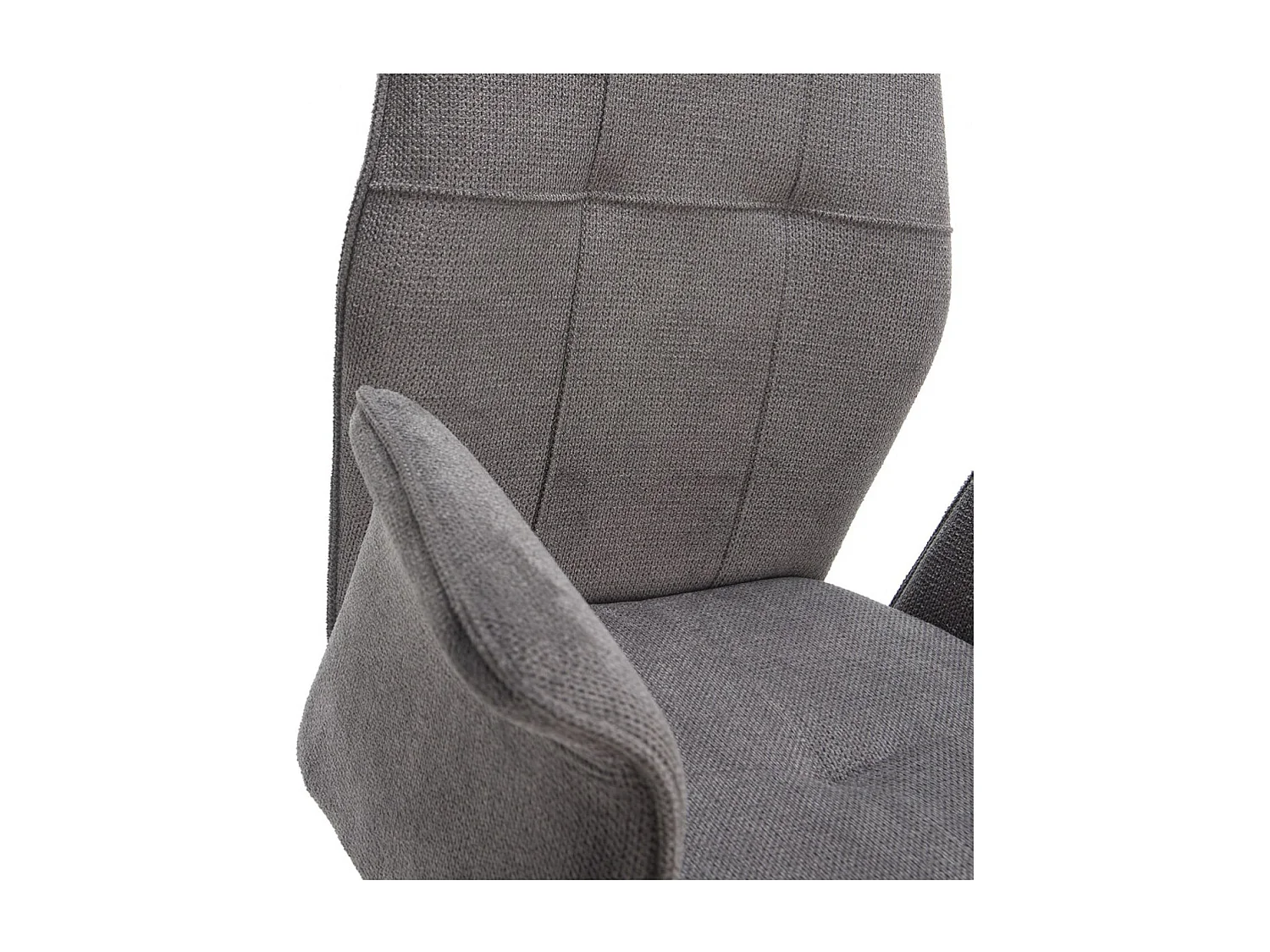 SELMA - Lot de 4 Fauteuils Tissu Gris Anthracite Effet Tricoté Pieds Métal Noir