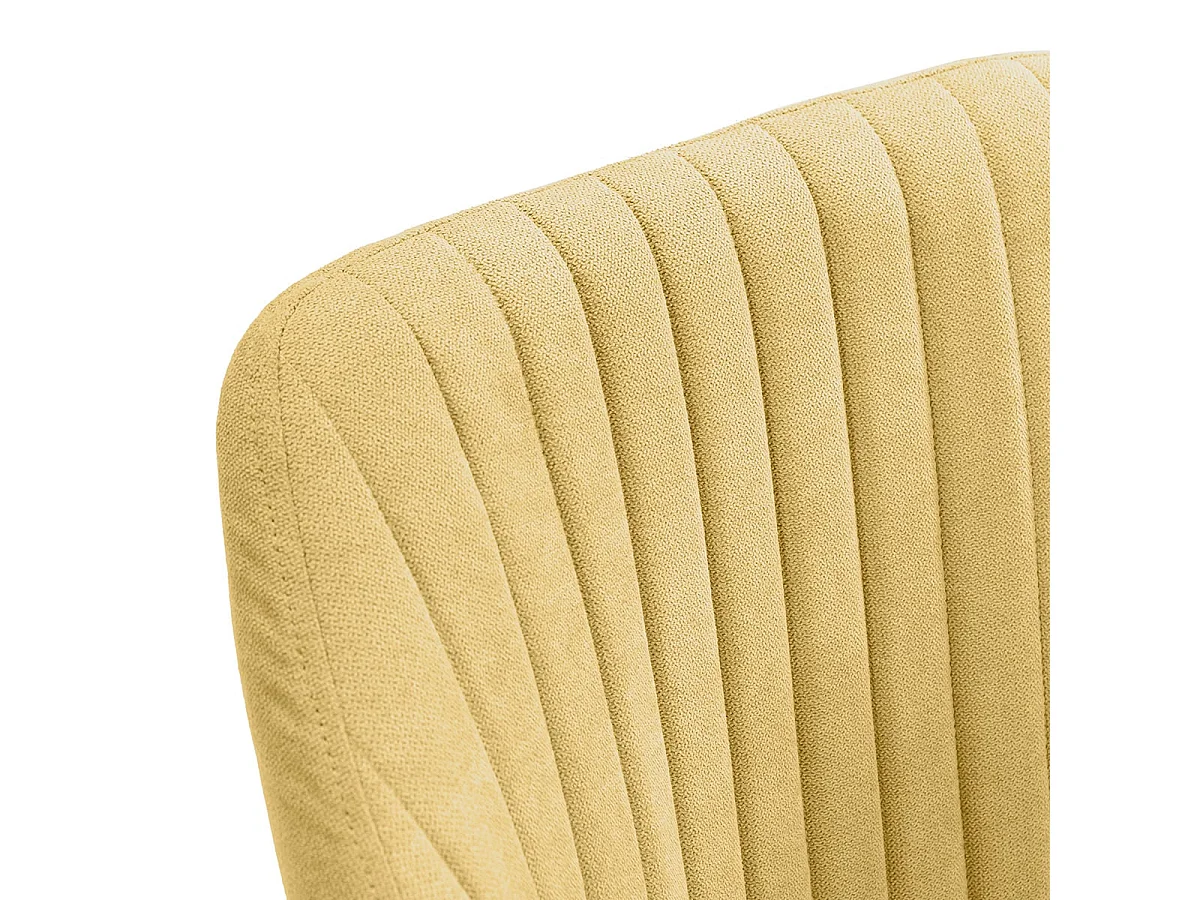 FASCA - Lot de 4 Fauteuils Tissu Jaune Surpiqures Verticales Pieds Métal Noir