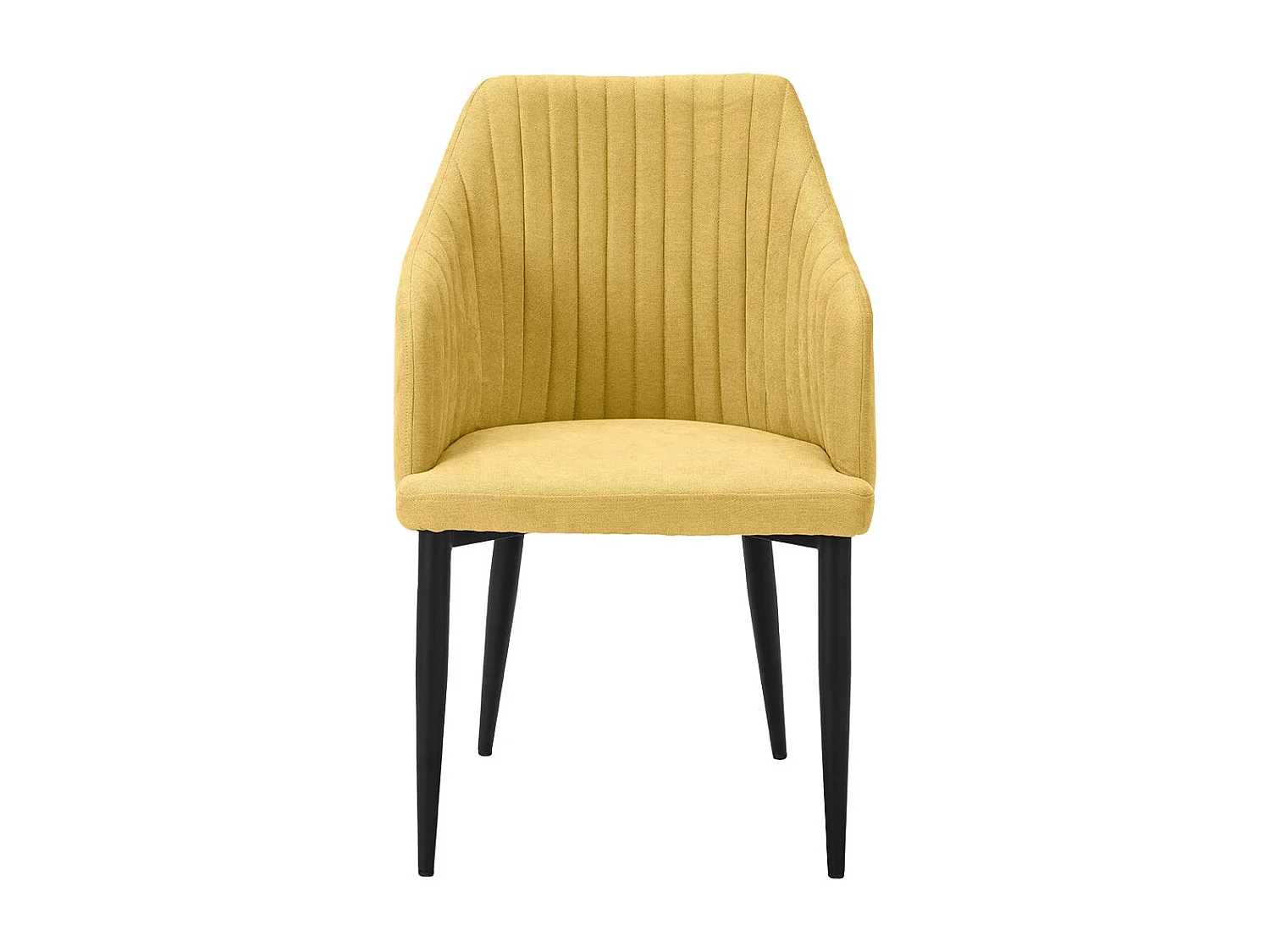 FASCA - Lot de 4 Fauteuils Tissu Jaune Surpiqures Verticales Pieds Métal Noir