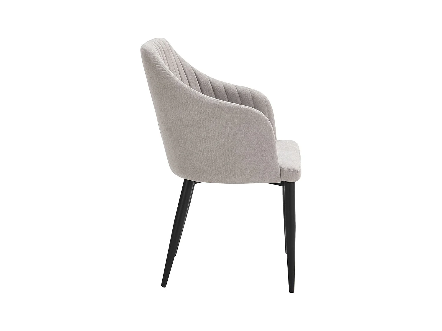 FASCA - Lot de 4 Fauteuils Tissu Gris Clair Surpiqures Verticales Pieds Métal Noir