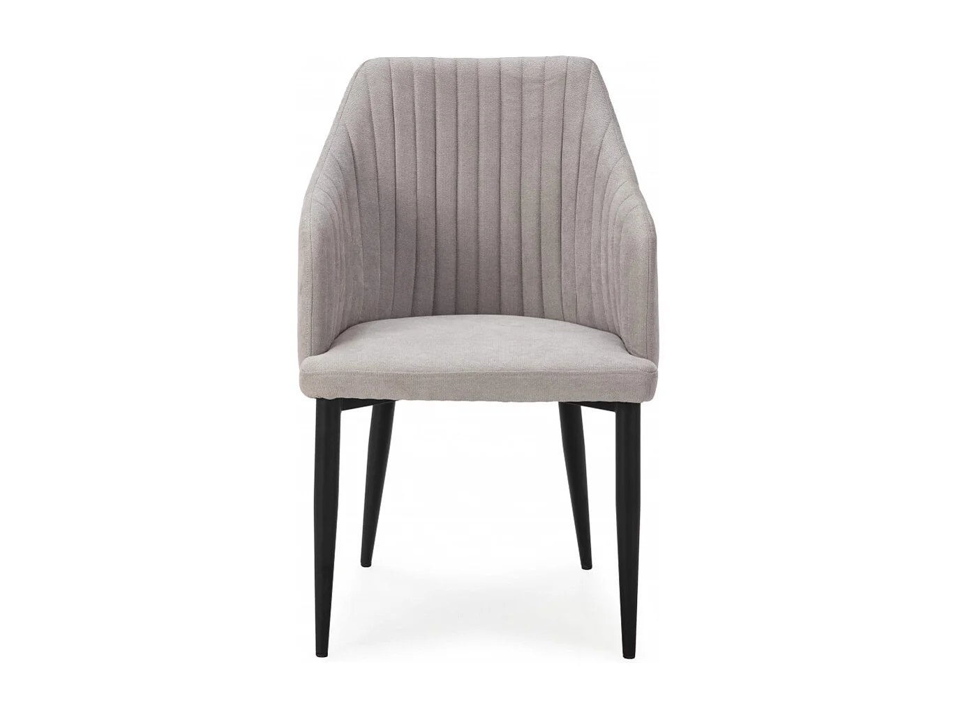 FASCA - Lot de 4 Fauteuils Tissu Gris Clair Surpiqures Verticales Pieds Métal Noir