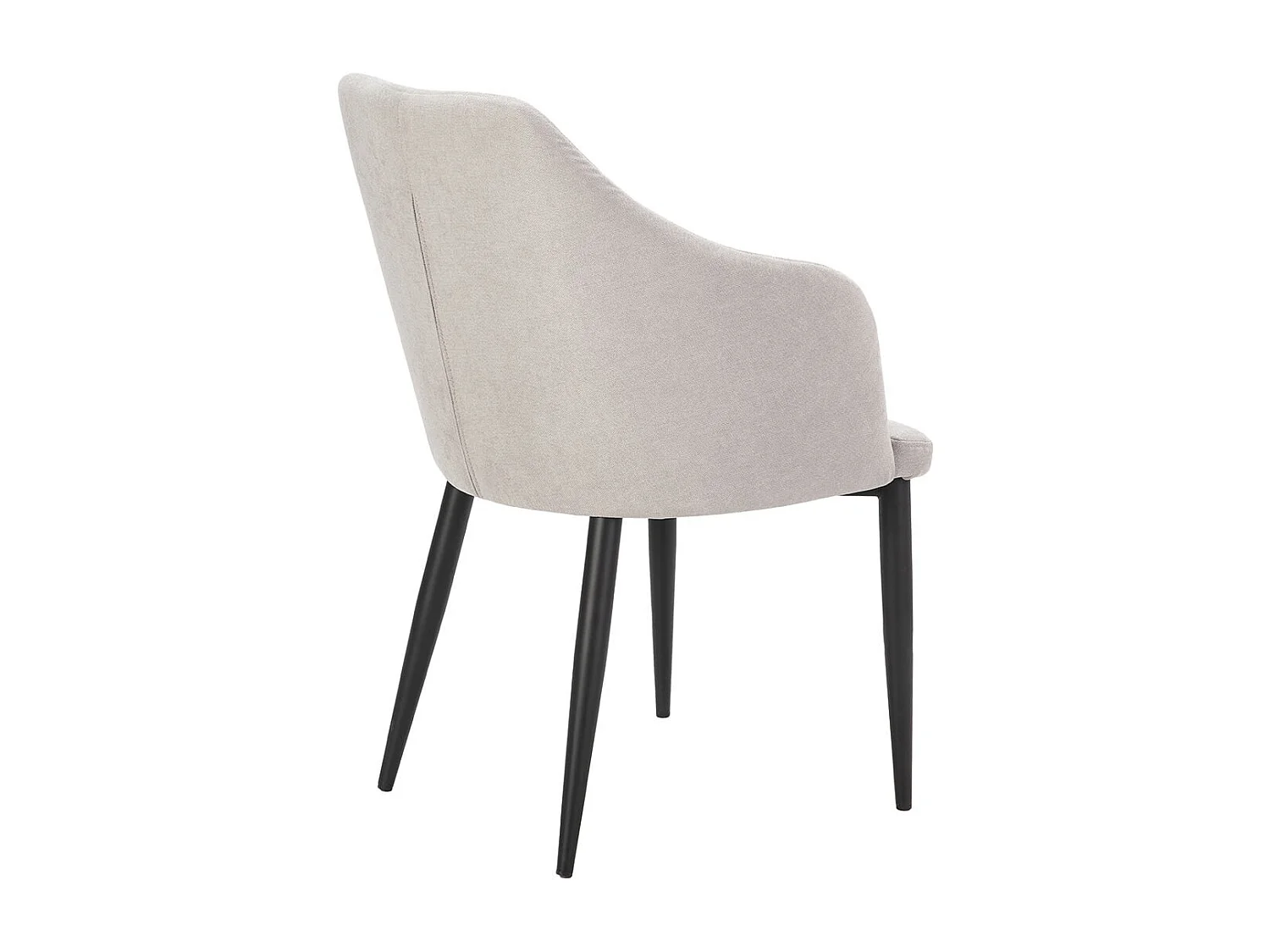 FASCA - Lot de 4 Fauteuils Tissu Gris Clair Surpiqures Verticales Pieds Métal Noir