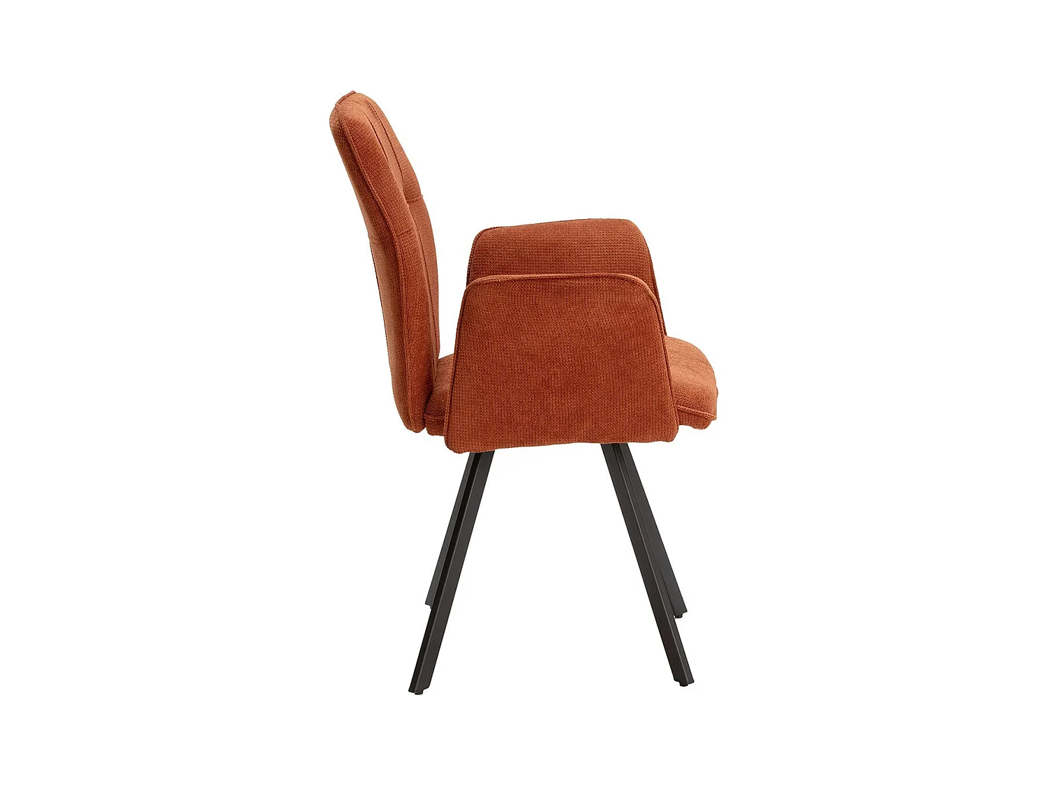 SELMA - Lot de 4 Fauteuils Tissu Marron Effet Tricoté Pieds Métal Noir