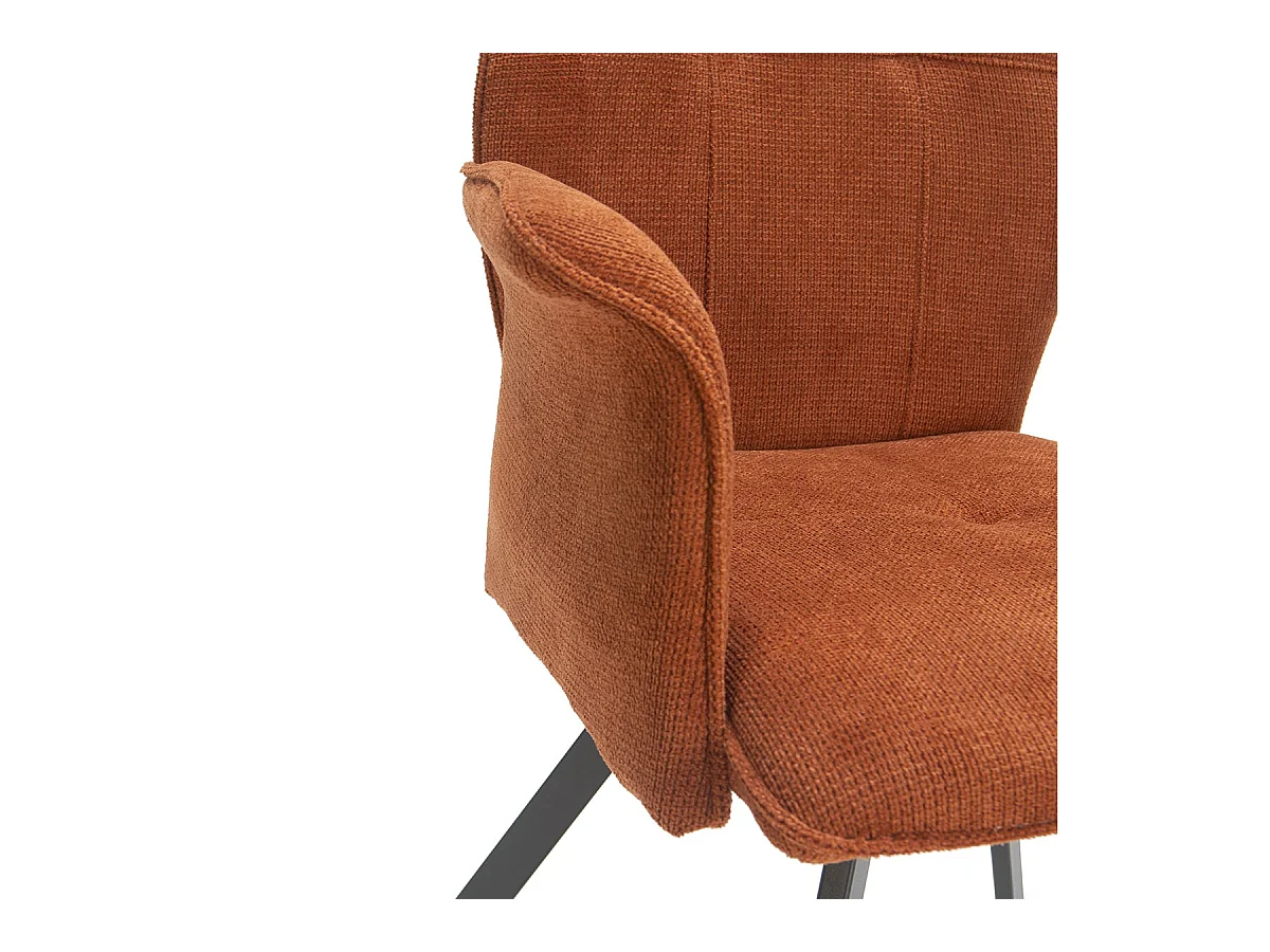 SELMA - Lot de 4 Fauteuils Tissu Marron Effet Tricoté Pieds Métal Noir