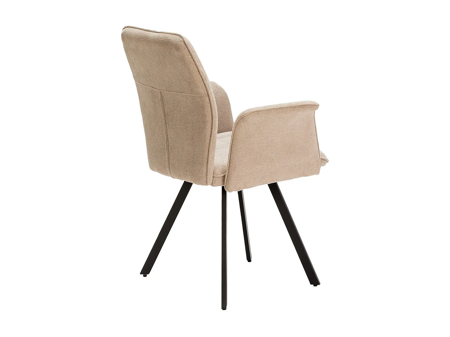 SELMA - Lot de 4 Fauteuils Tissu Beige Effet Tricoté Pieds Métal Noir