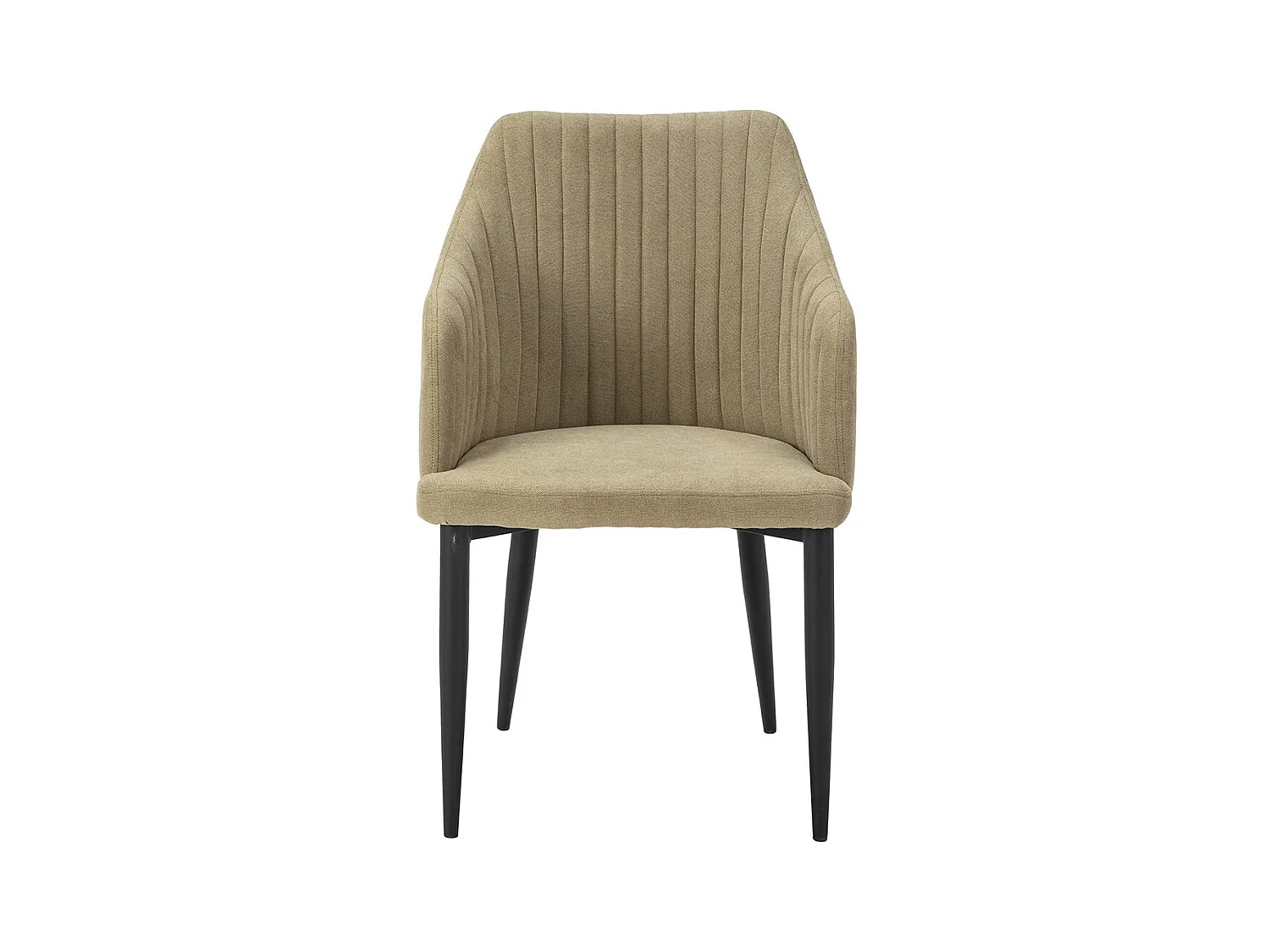 FASCA - Lot de 4 Fauteuils Tissu Vert Surpiqures Verticales Pieds Métal Noir