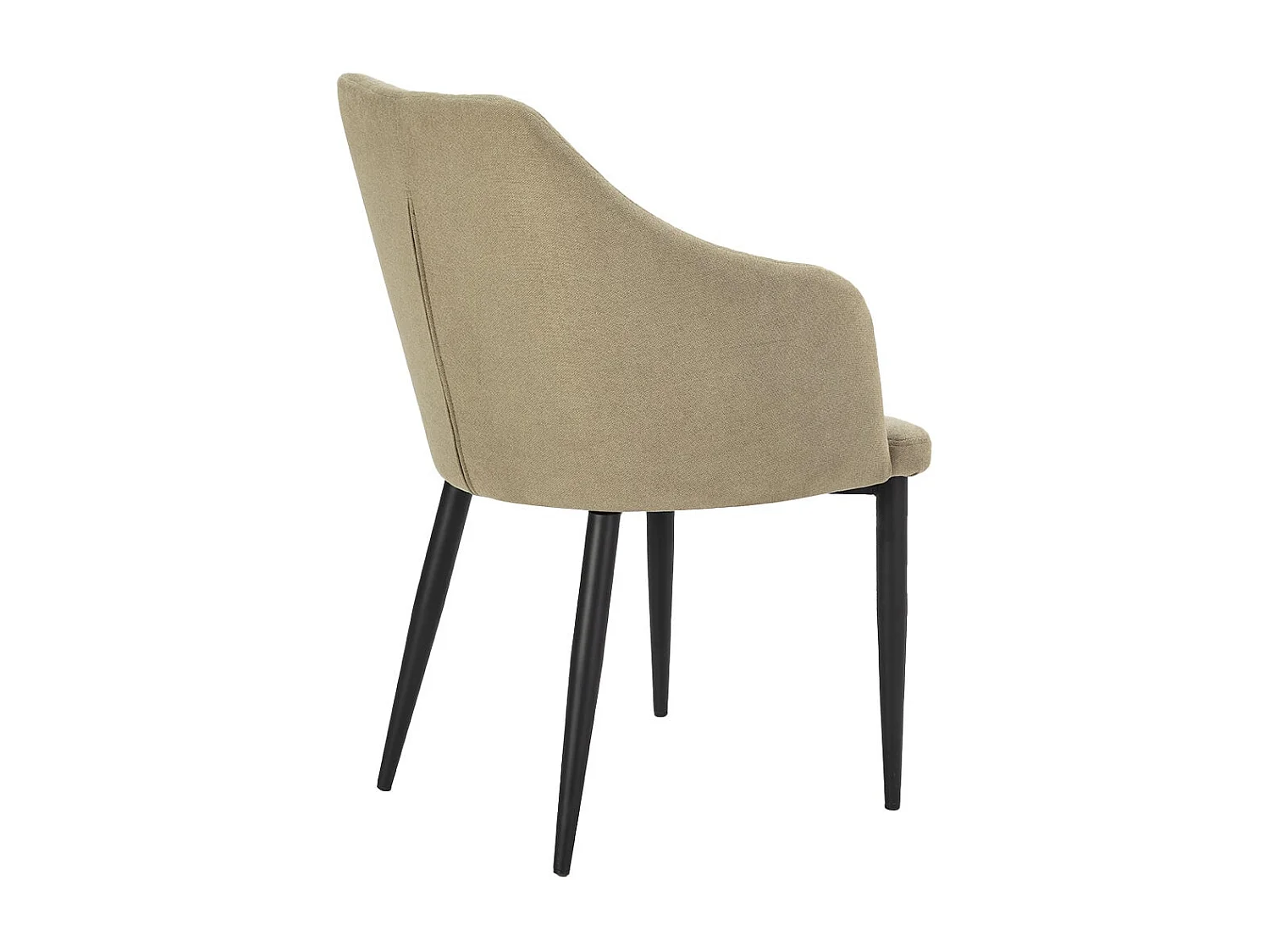 FASCA - Lot de 4 Fauteuils Tissu Vert Surpiqures Verticales Pieds Métal Noir