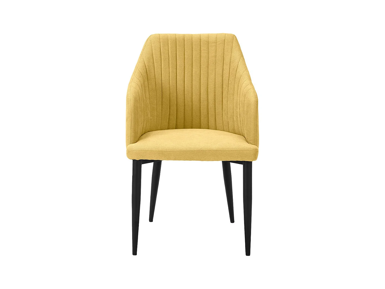 FASCA - Lot de 6 Fauteuils Tissu Jaune Surpiqures Verticales Pieds Métal Noir