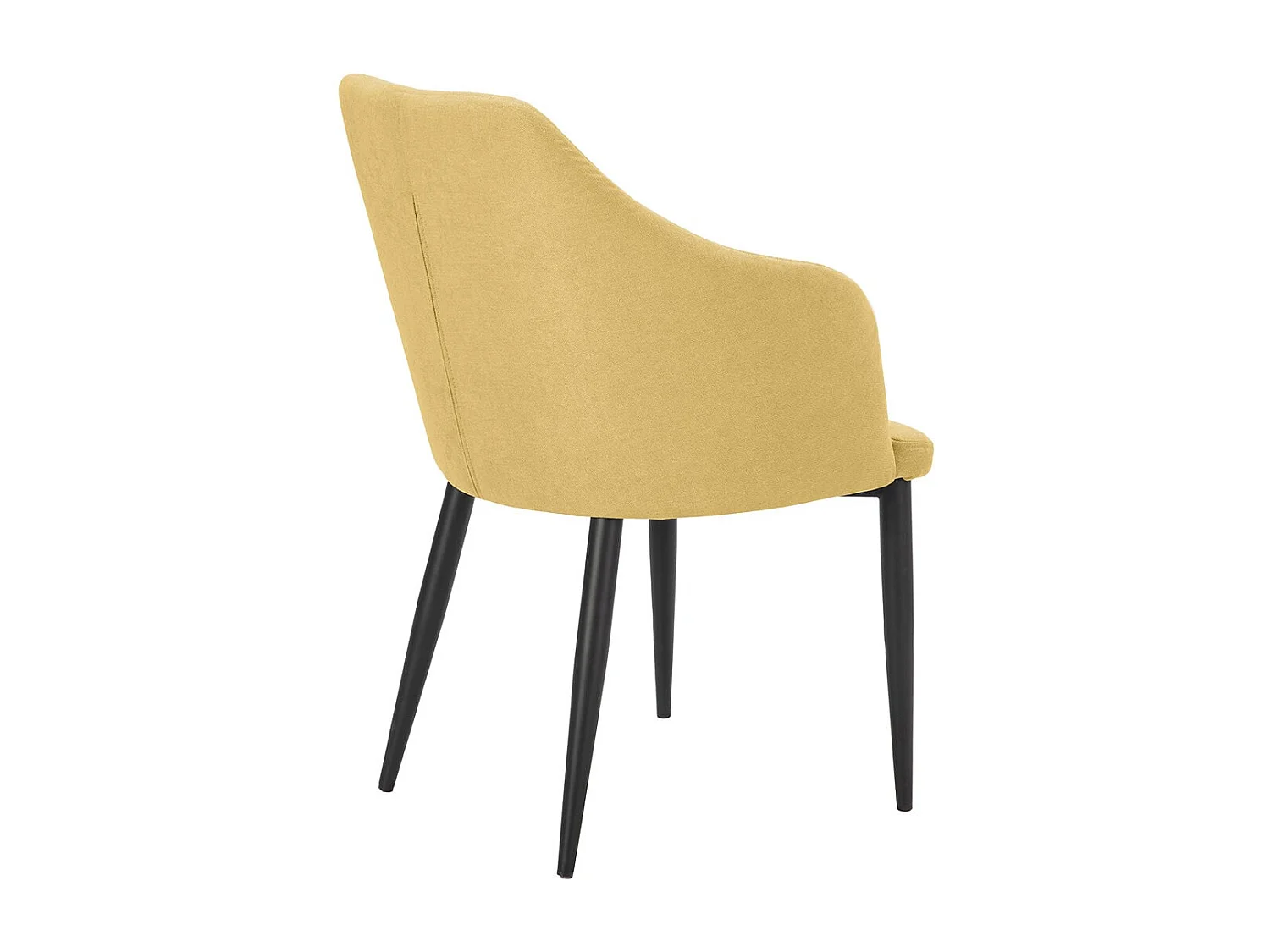 FASCA - Lot de 6 Fauteuils Tissu Jaune Surpiqures Verticales Pieds Métal Noir