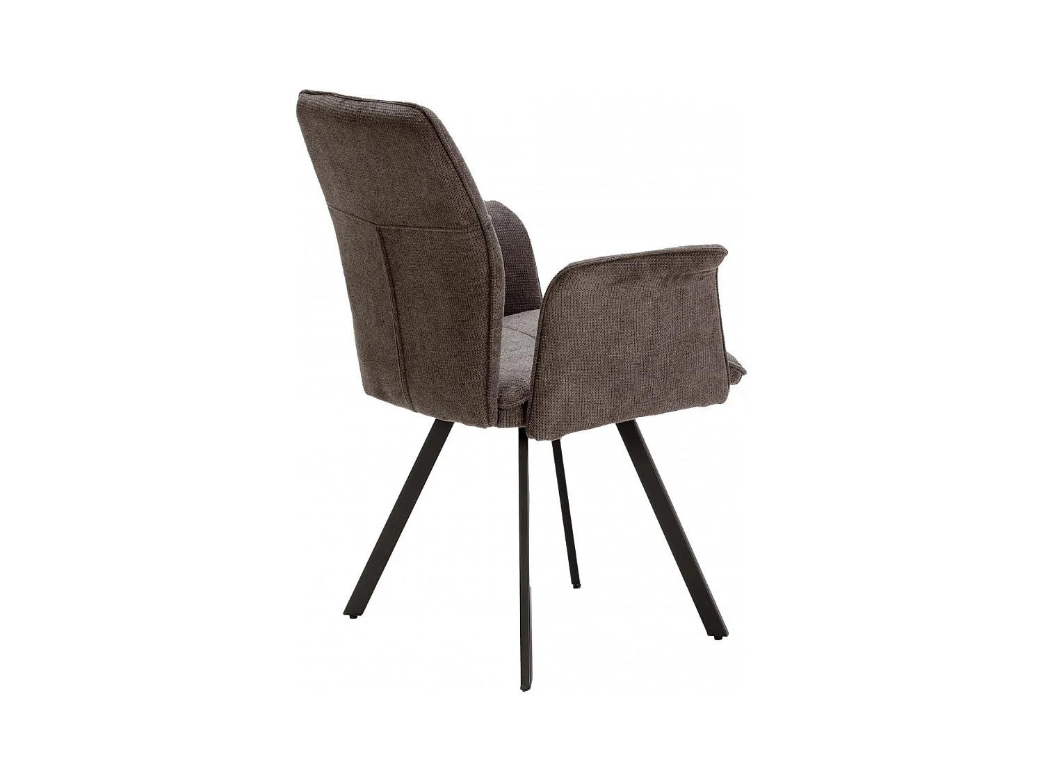 SELMA - Lot de 6 Fauteuils Tissu Gris Anthracite Effet Tricoté Pieds Métal Noir