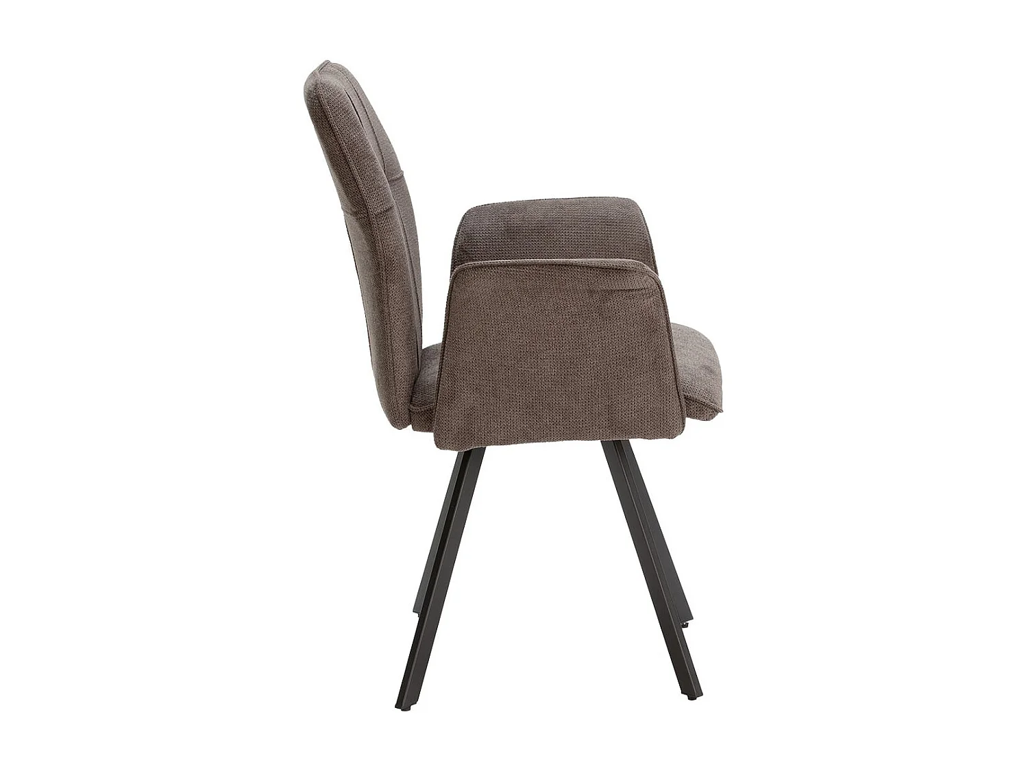 SELMA - Lot de 6 Fauteuils Tissu Gris Anthracite Effet Tricoté Pieds Métal Noir