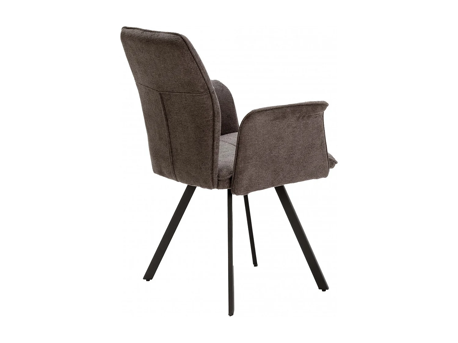SELMA - Lot de 6 Fauteuils Tissu Gris Anthracite Effet Tricoté Pieds Métal Noir