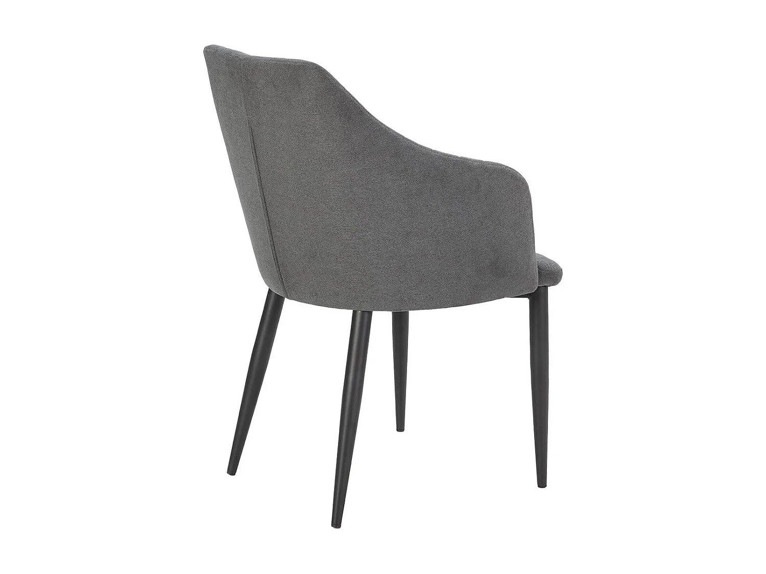 FASCA - Lot de 6 Fauteuils Tissu Noir Surpiqures Verticales Pieds Métal