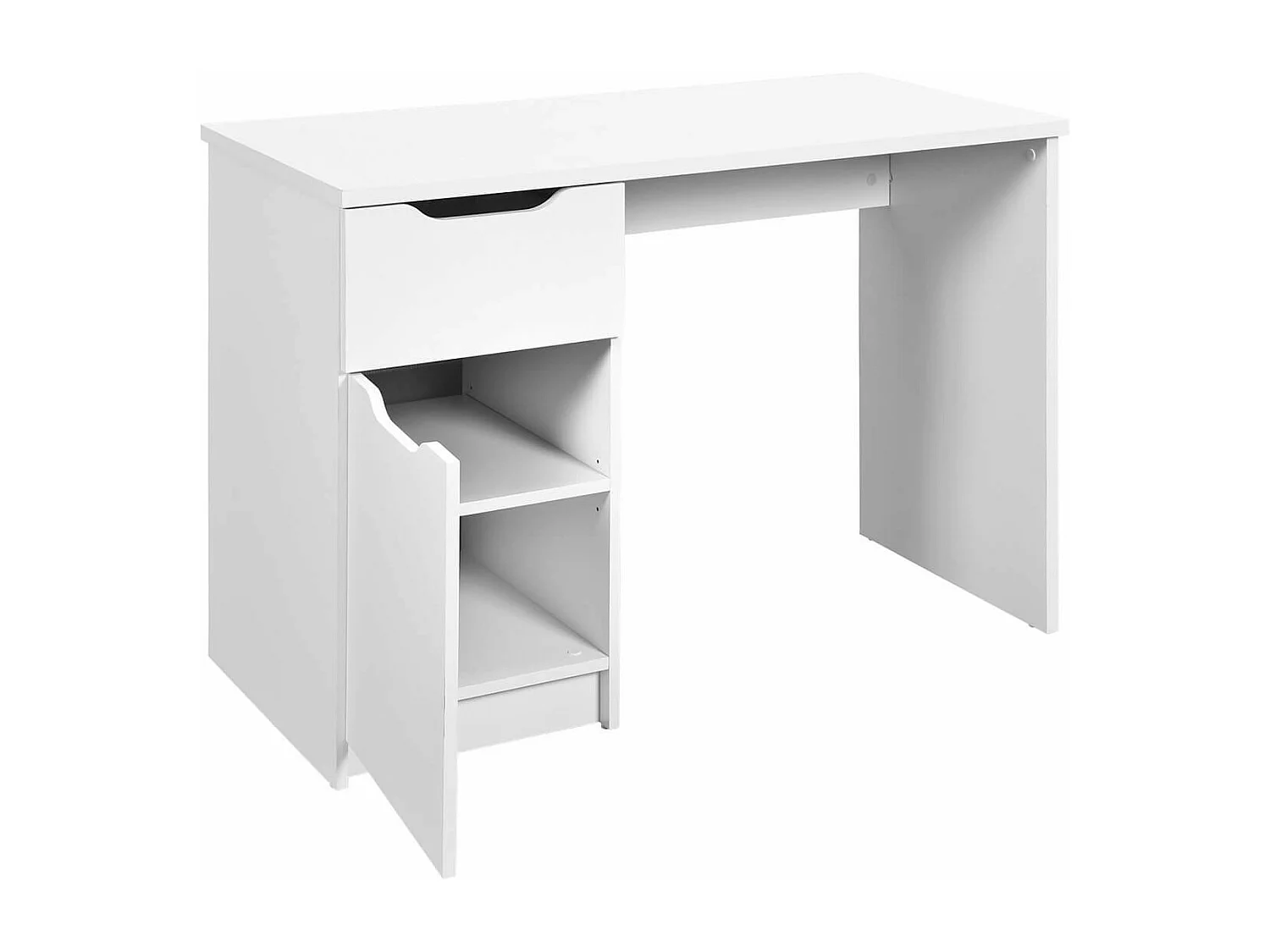 JENNY - Pack Bureau Blanc Mat et Fauteuil Jian Mesh Noir