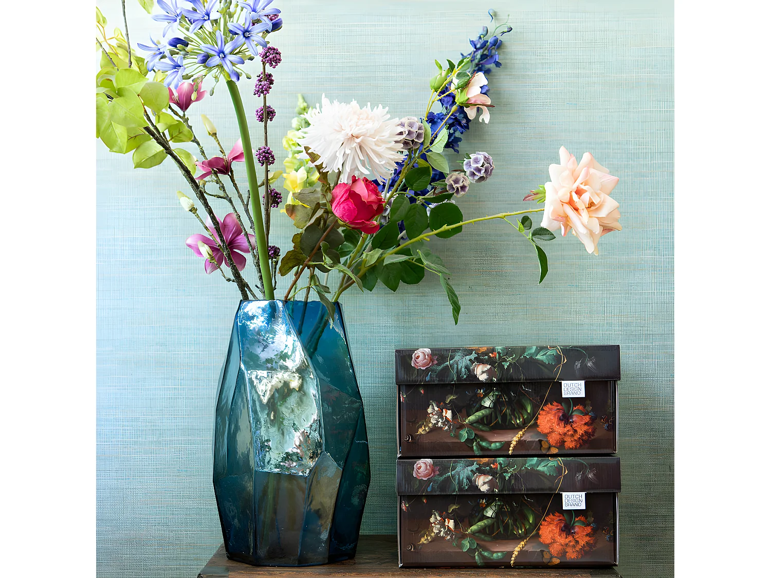 Set di 2 scatole portaoggetti in cartone multicolore 33x24x17cm