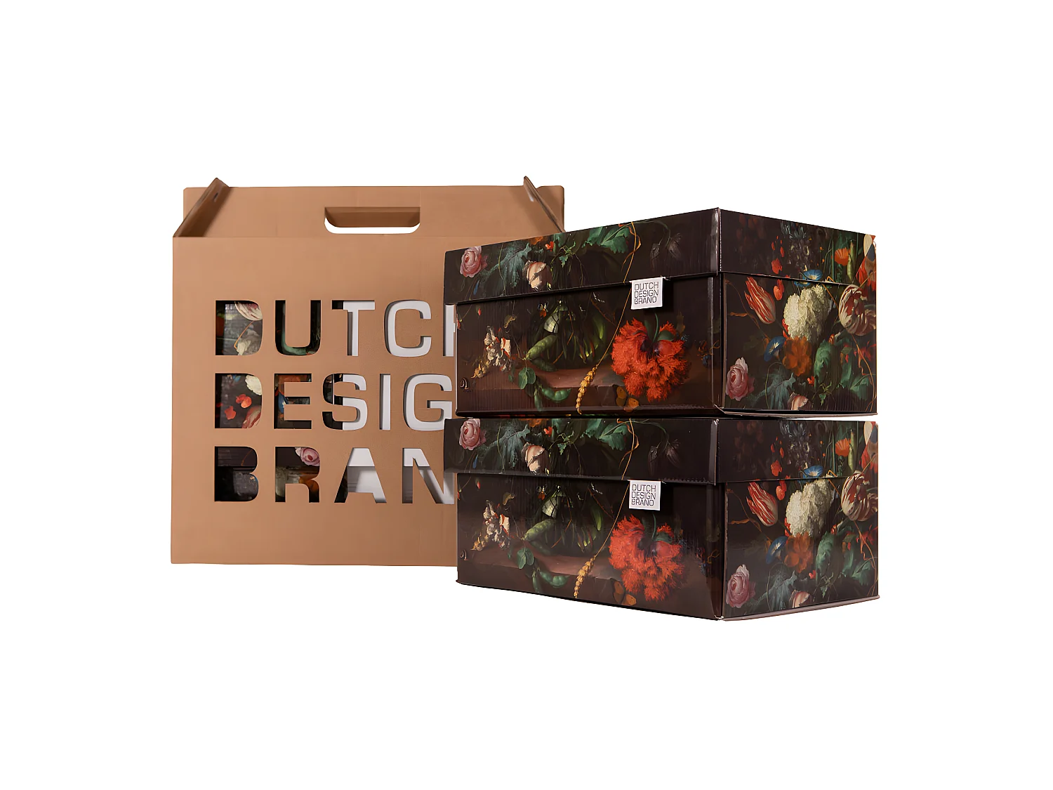 Set di 2 scatole portaoggetti in cartone multicolore 33x24x17cm