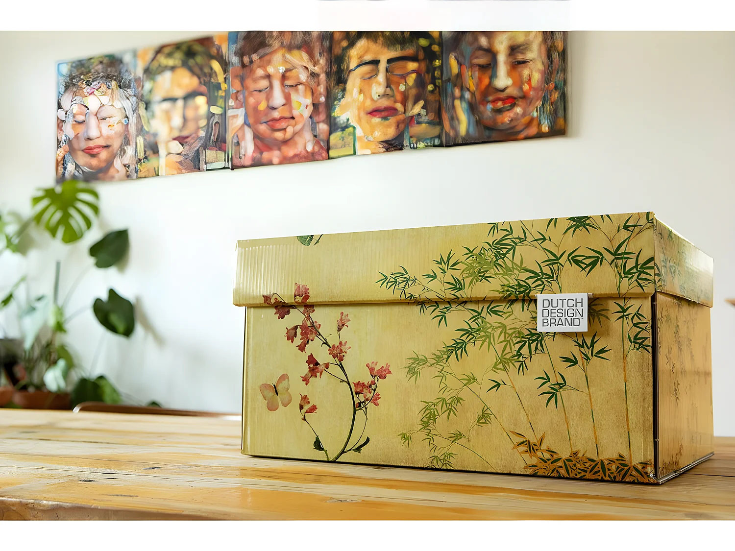 Boite de rangement Japanese Blossom 39,5x32x21cm Jaune  Dutch Design Brand