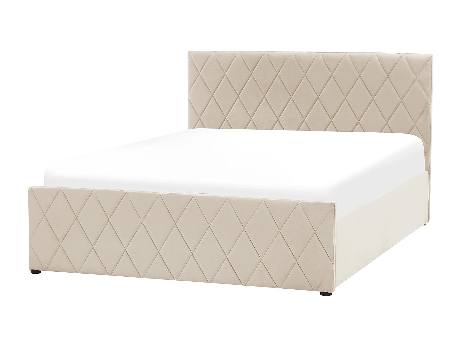 Letto con ottomano ROCHEFORT 180 x 200 cm Velluto Beige