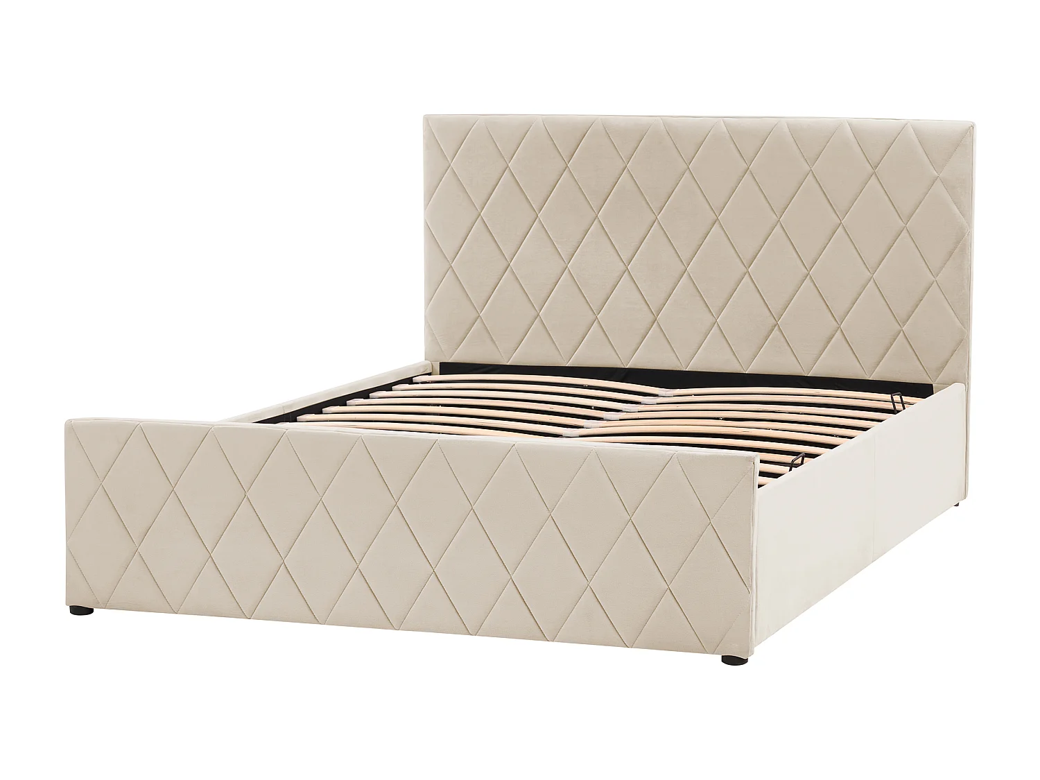 Lit ottoman Velours ROCHEFORT 180 x 200 cm Beige