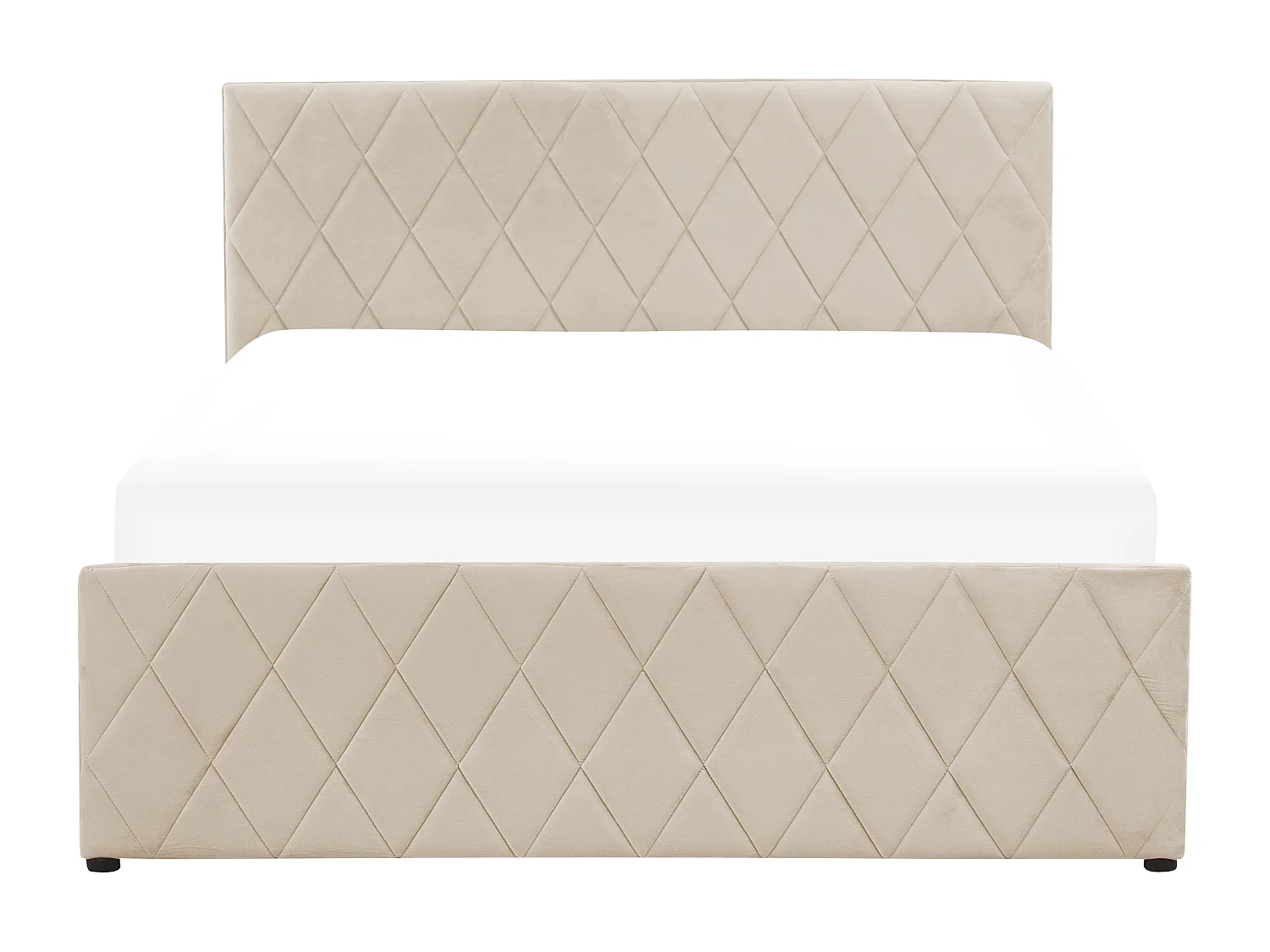 Lit ottoman Velours ROCHEFORT 180 x 200 cm Beige