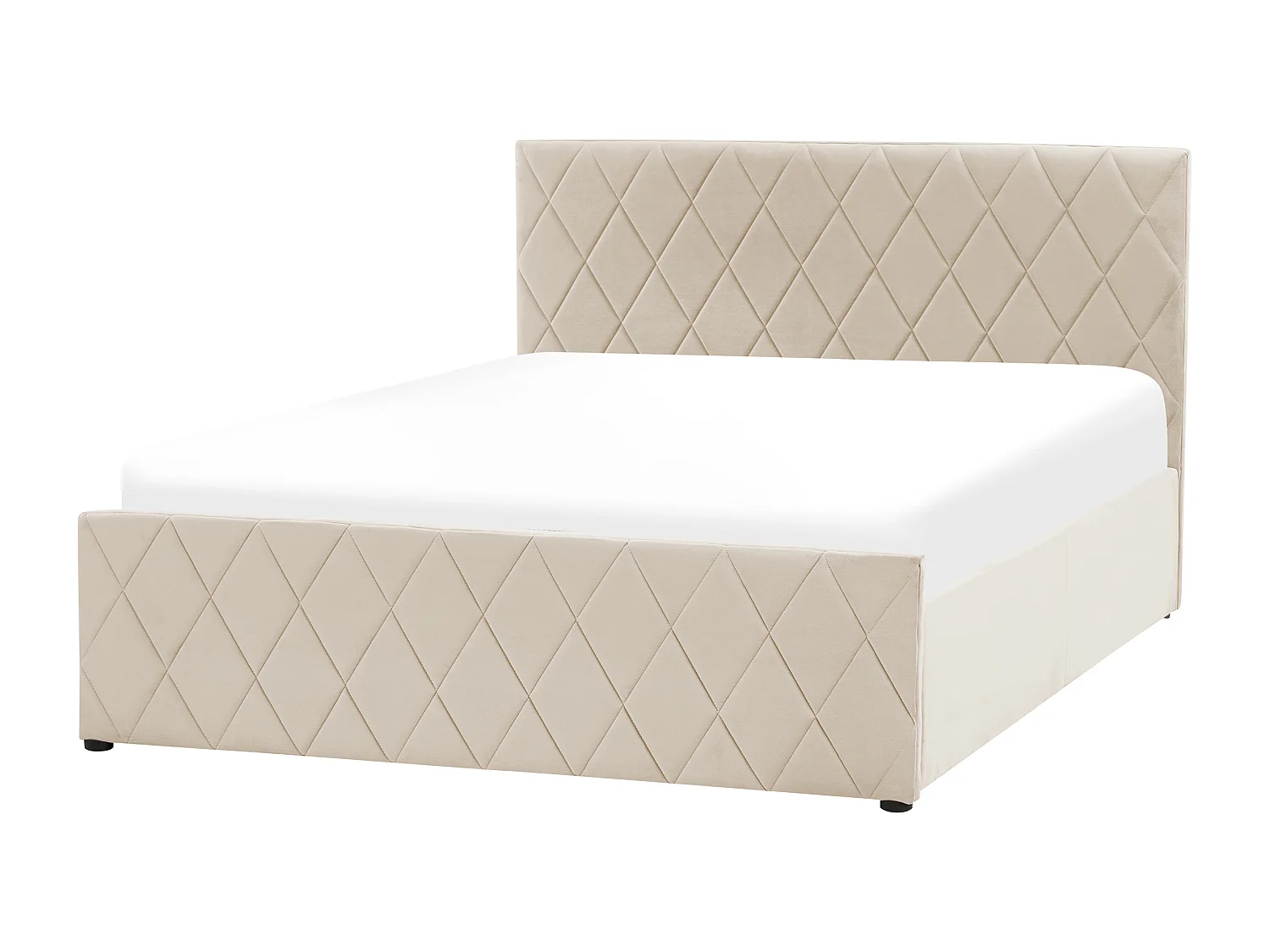 Lit ottoman Velours ROCHEFORT 180 x 200 cm Beige