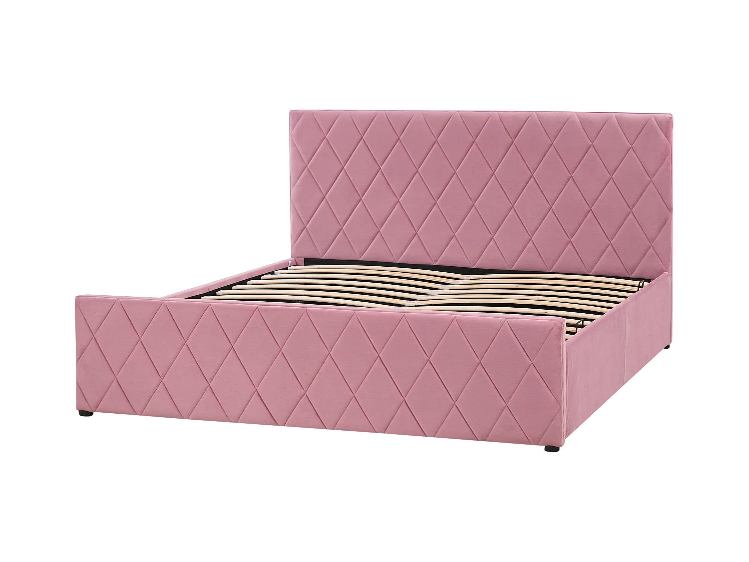 Schickes Doppelbett in Rosa mit Bettkasten und Lattenrost 160 x 200 cm Rochefort