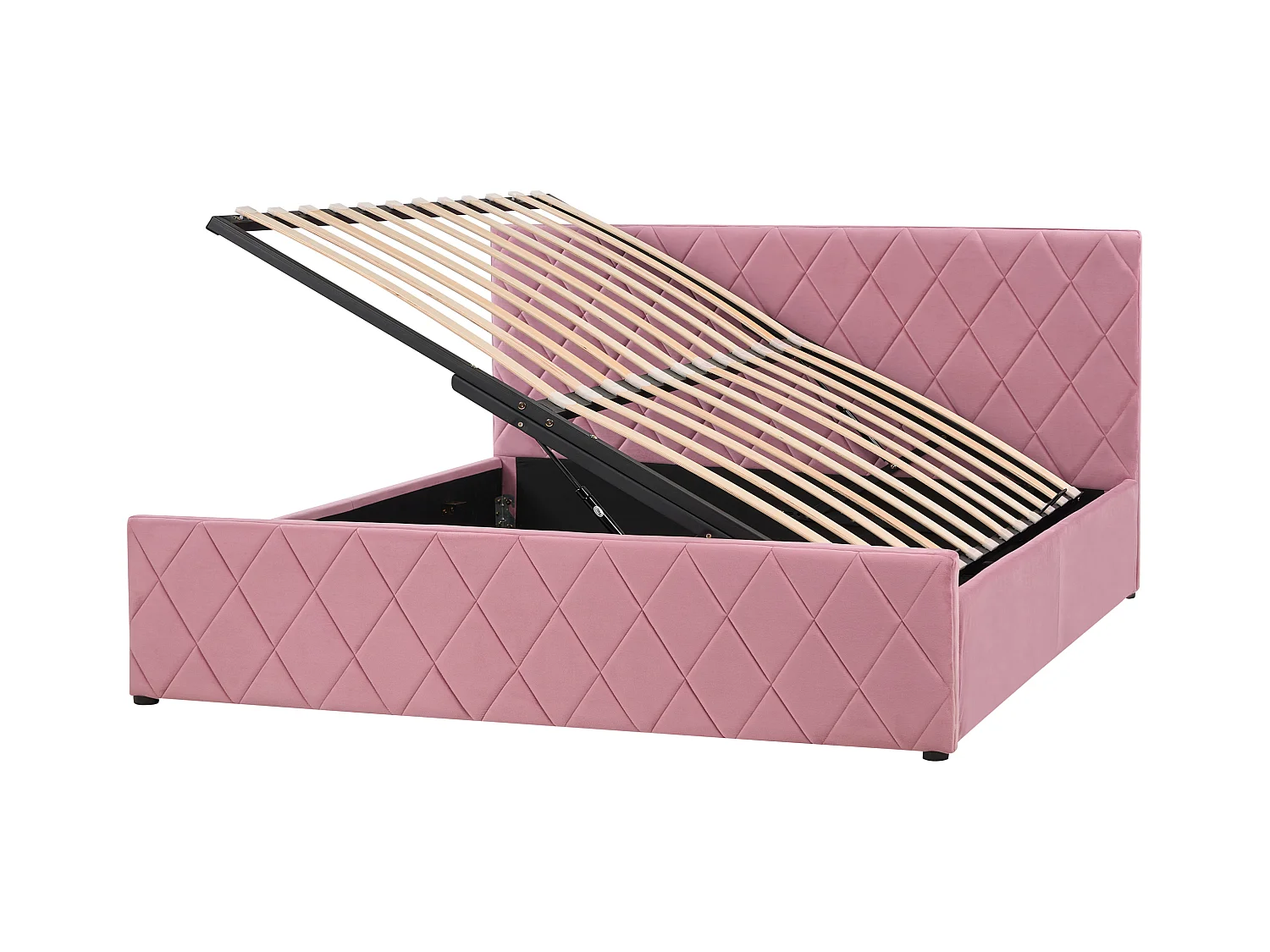 Bed met opbergruimte Fluweel ROCHEFORT 160 x 200 cm Roze