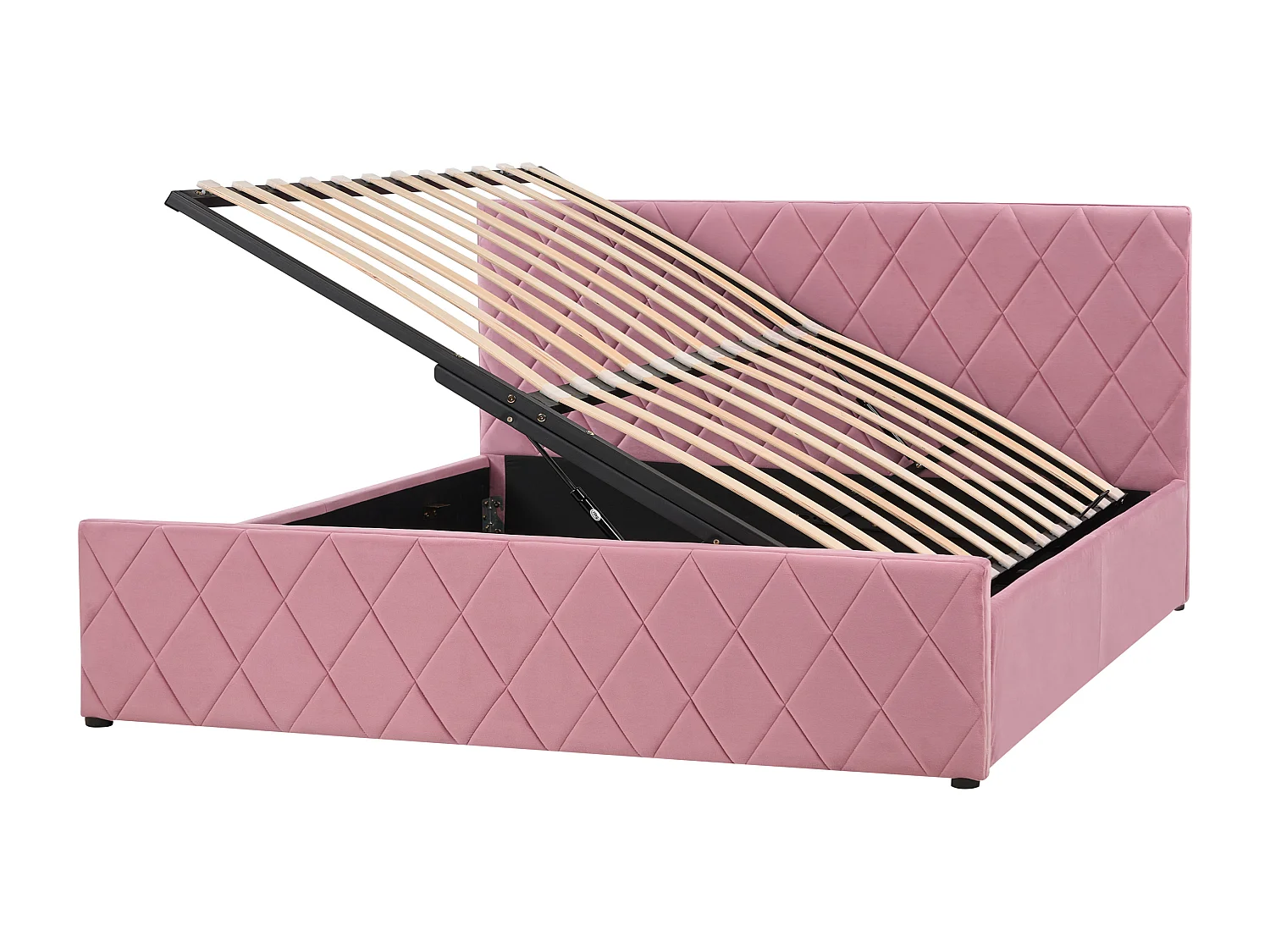 Bett mit Stauraum Samtstoff ROCHEFORT 160 x 200 cm Rosa