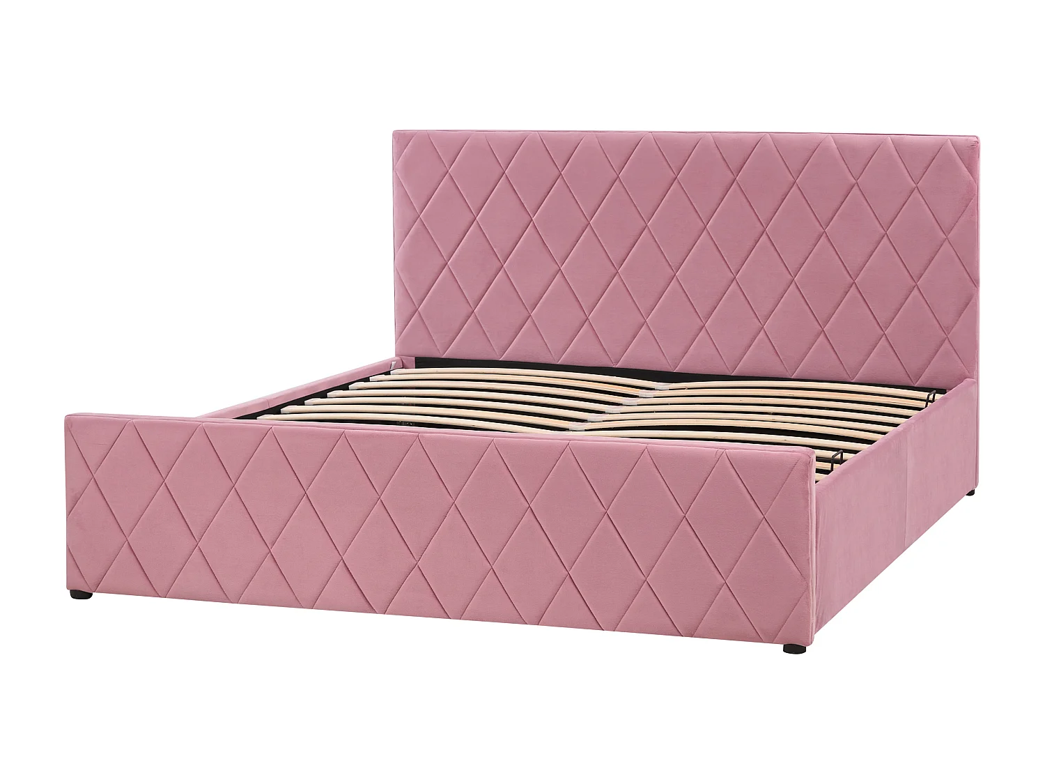 Bett mit Stauraum Samtstoff ROCHEFORT 160 x 200 cm Rosa