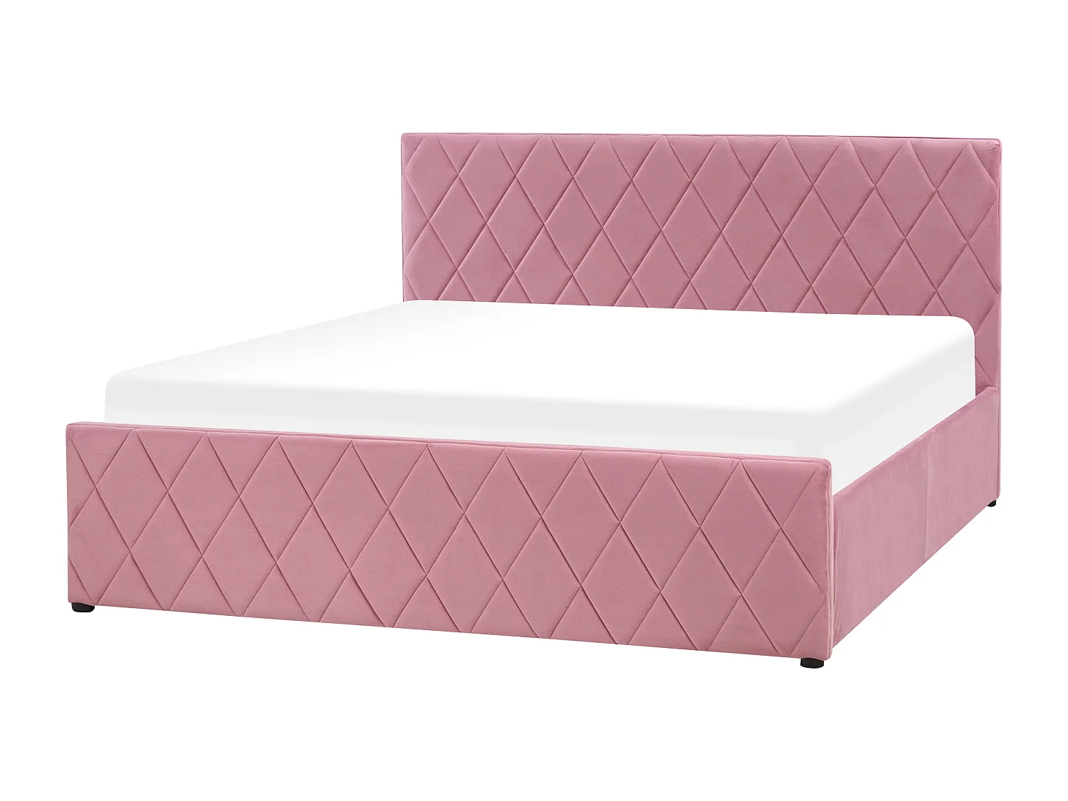 Bett mit Stauraum Samtstoff ROCHEFORT 160 x 200 cm Rosa