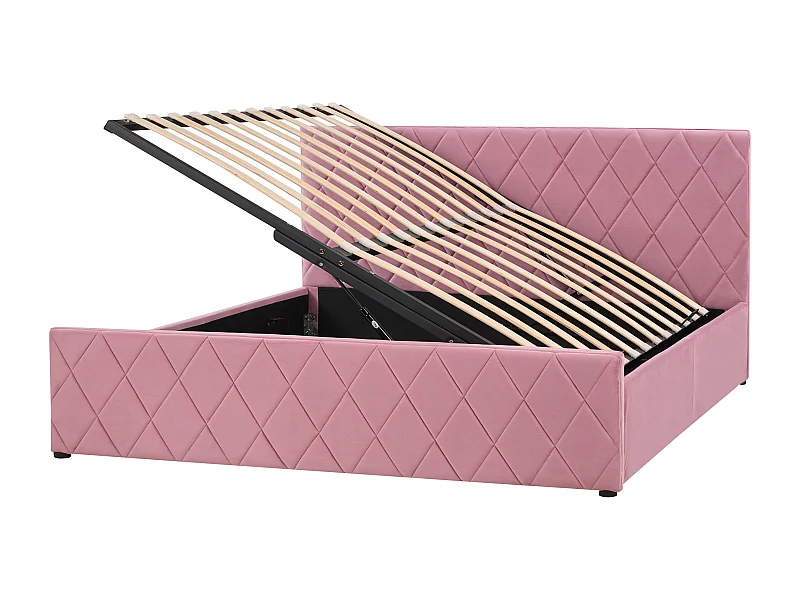 Letto con ottomano Velluto ROCHEFORT 160 x 200 cm Rosa