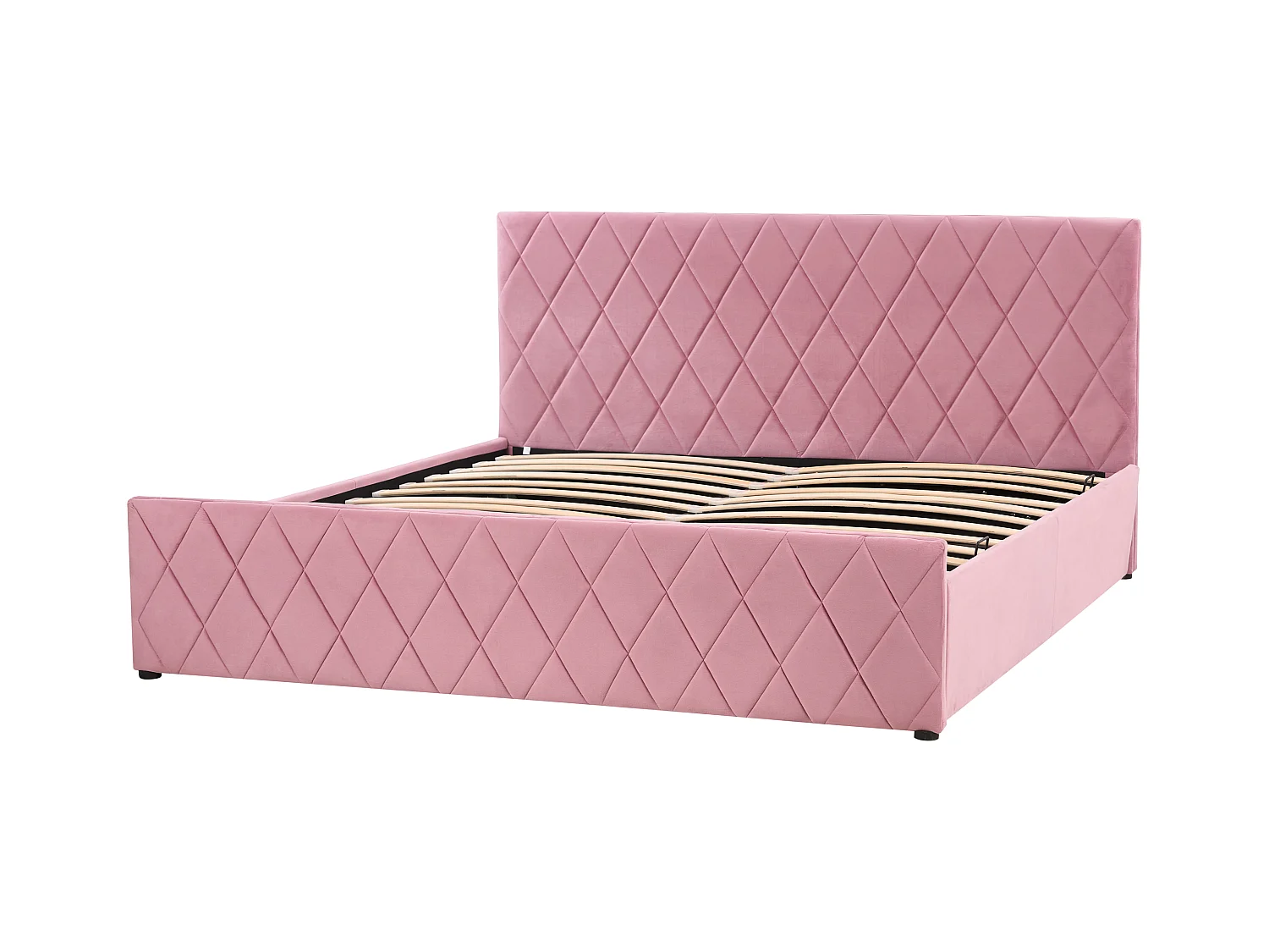 Lit ottoman Velours ROCHEFORT 180 x 200 cm Rose