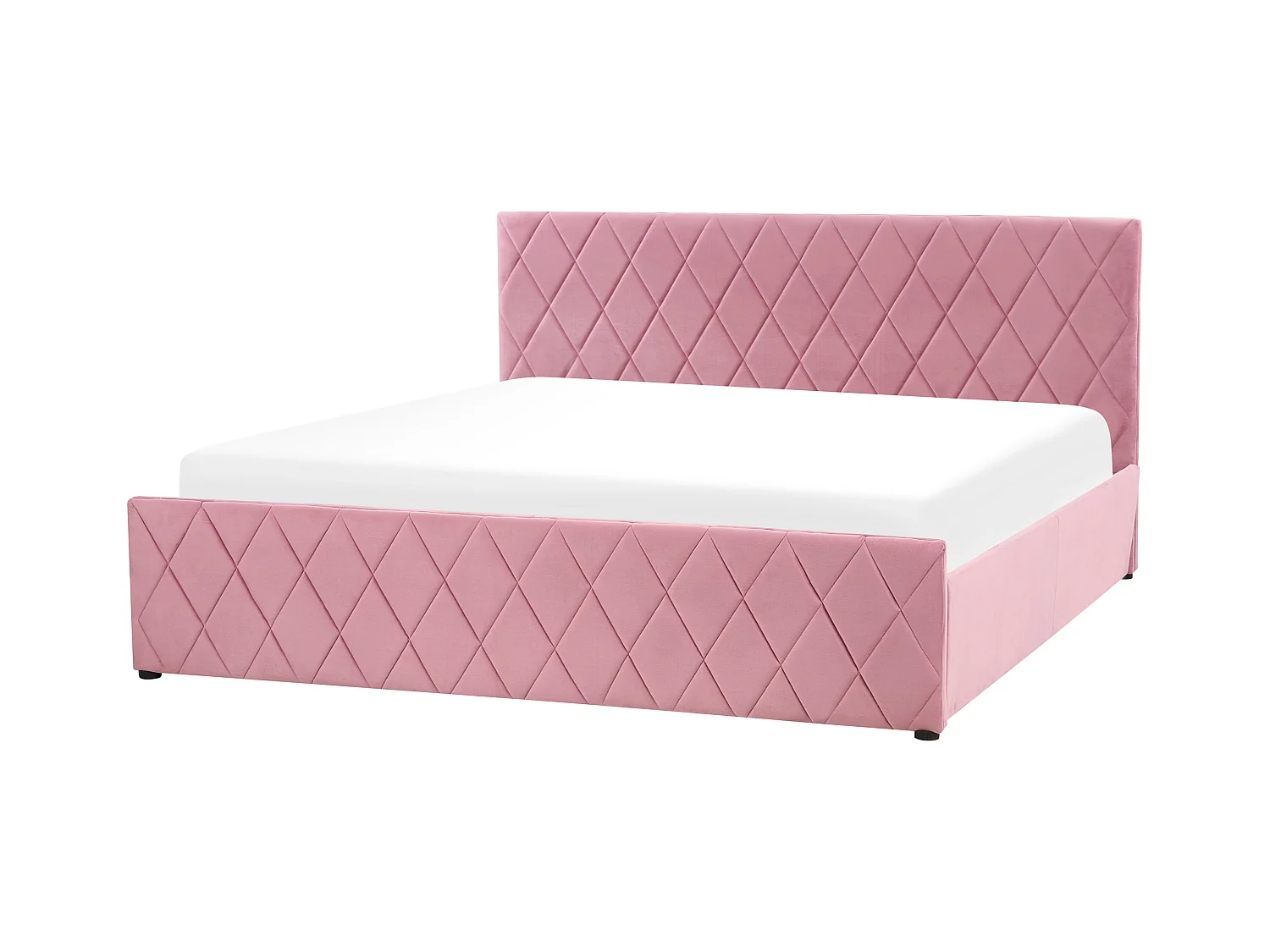 Lit ottoman Velours ROCHEFORT 180 x 200 cm Rose