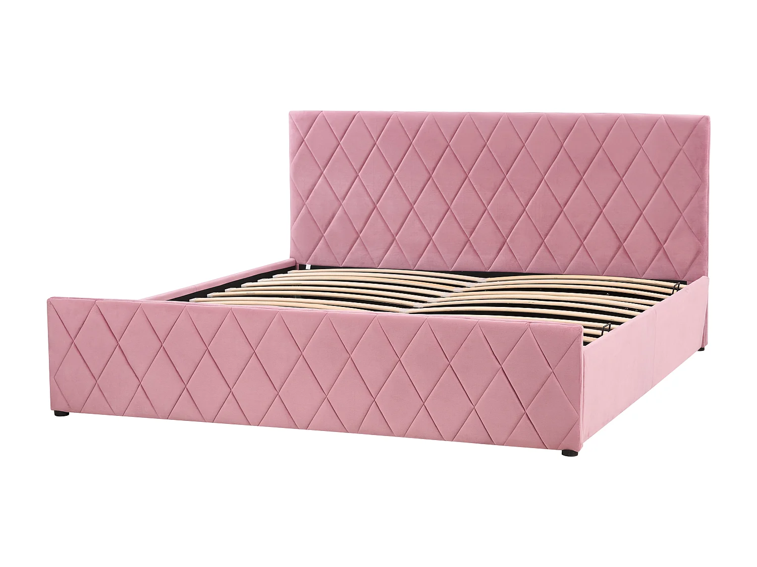 Lit ottoman Velours ROCHEFORT 180 x 200 cm Rose
