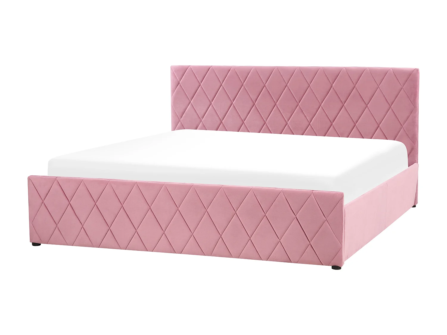Lit ottoman Velours ROCHEFORT 180 x 200 cm Rose