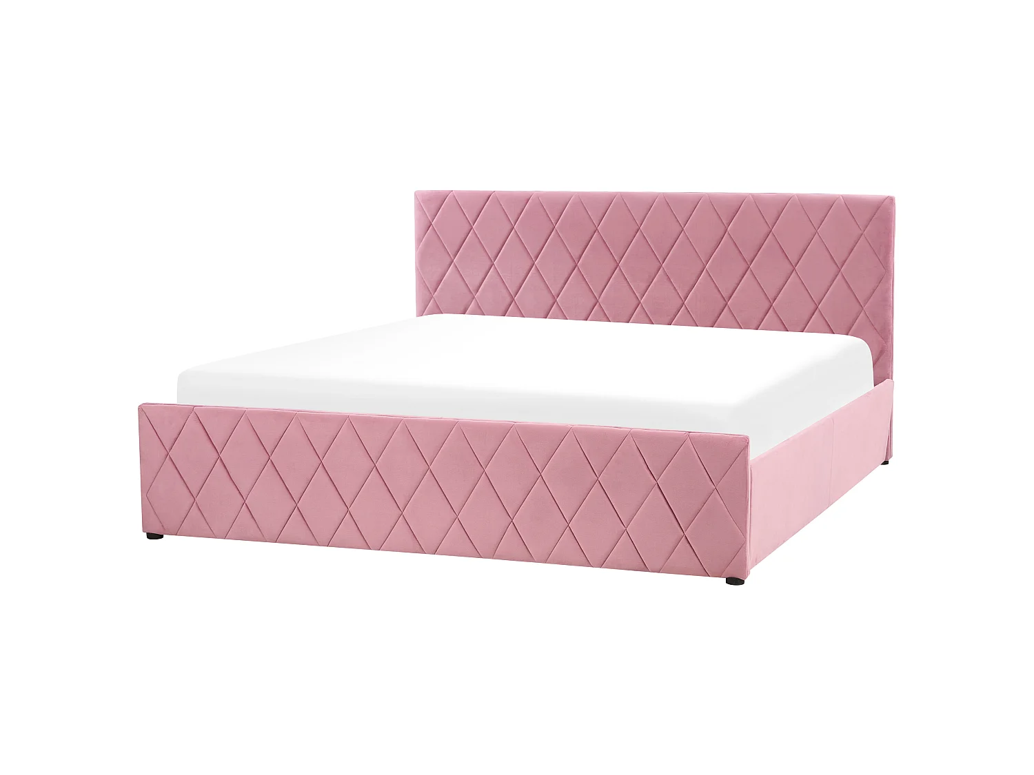 Bett mit Stauraum Samtstoff ROCHEFORT 180 x 200 cm Rosa
