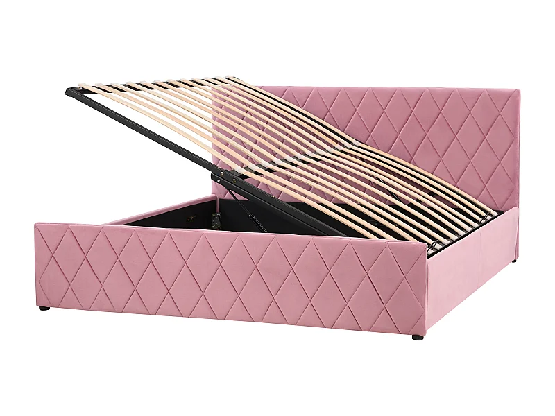 Letto con ottomano Velluto ROCHEFORT 180 x 200 cm Rosa