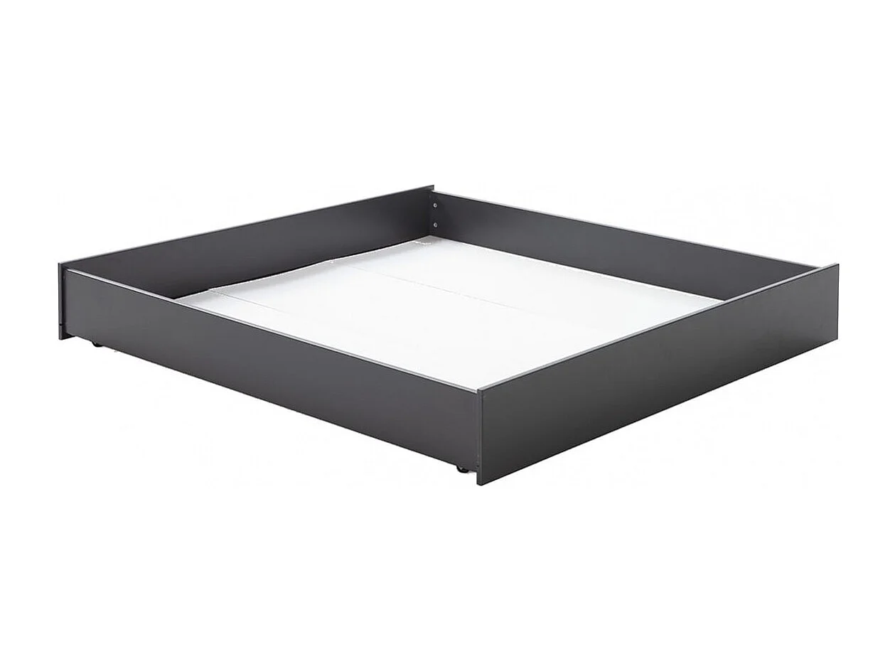 EMORI - Lit 140x190cm avec Tiroir, MDF et Pin Coloris Anthracite et Effet Chêne