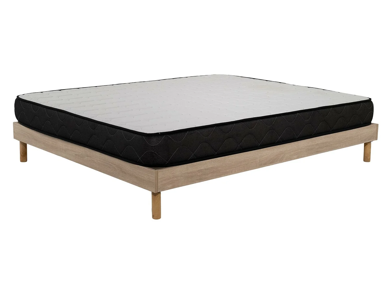 Ensemble Matelas mousse Memory - 140x190cm - accueil mémoire de forme - Sommier kit couleur chêne