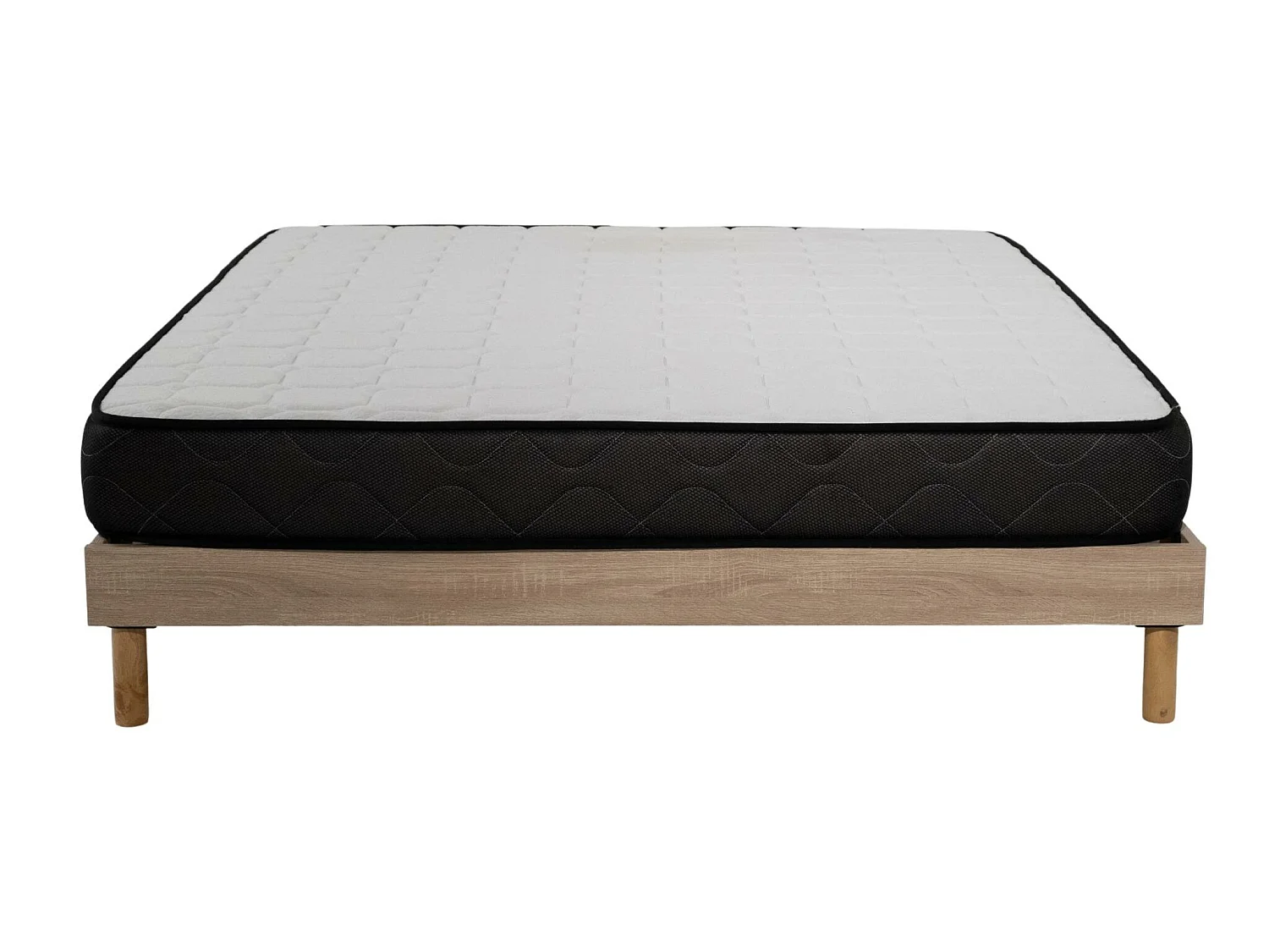 Ensemble Matelas mousse Memory - 140x190cm - accueil mémoire de forme - Sommier kit couleur chêne