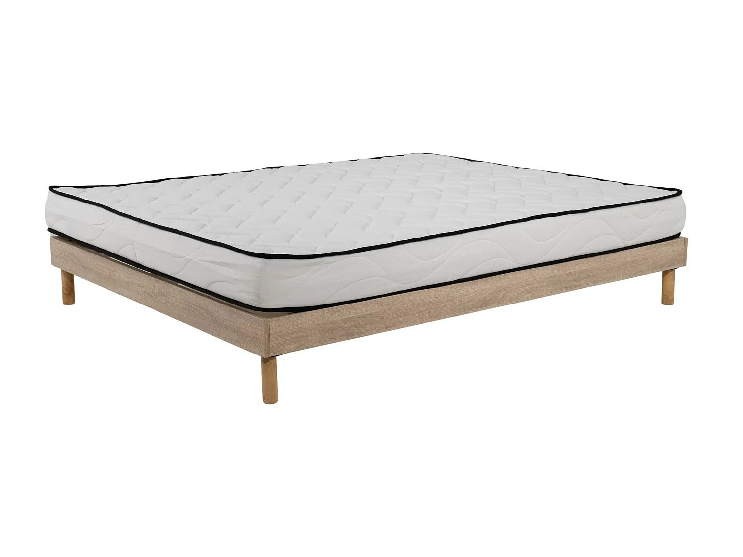 Ensemble Matelas mousse Confort - 160x200cm - mousse - 18 cm et Sommier kit couleur chêne