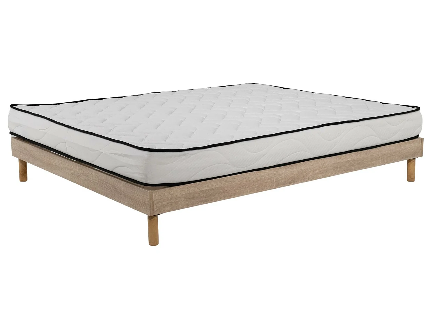 Ensemble Matelas mousse Confort - 160x200cm - mousse - 18 cm et Sommier kit couleur chêne