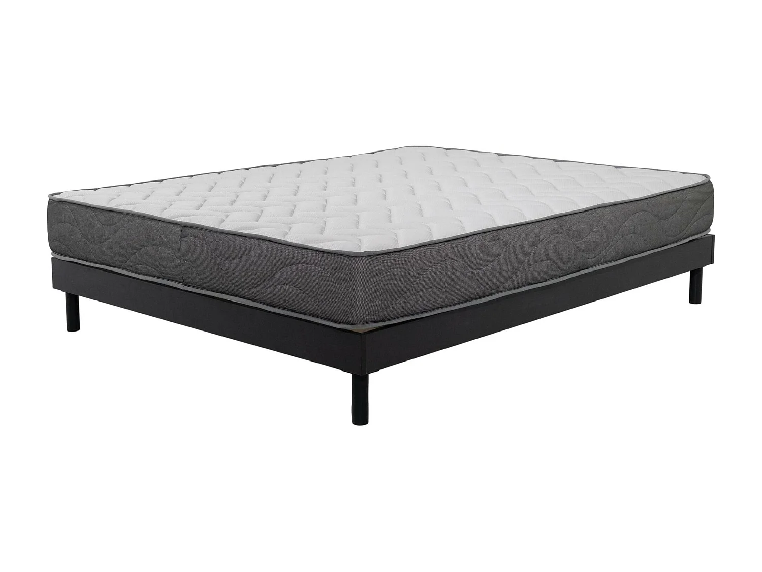 Ensemble Matelas mousse Luxe - 160x200cm - mousse et Sommier kit gris