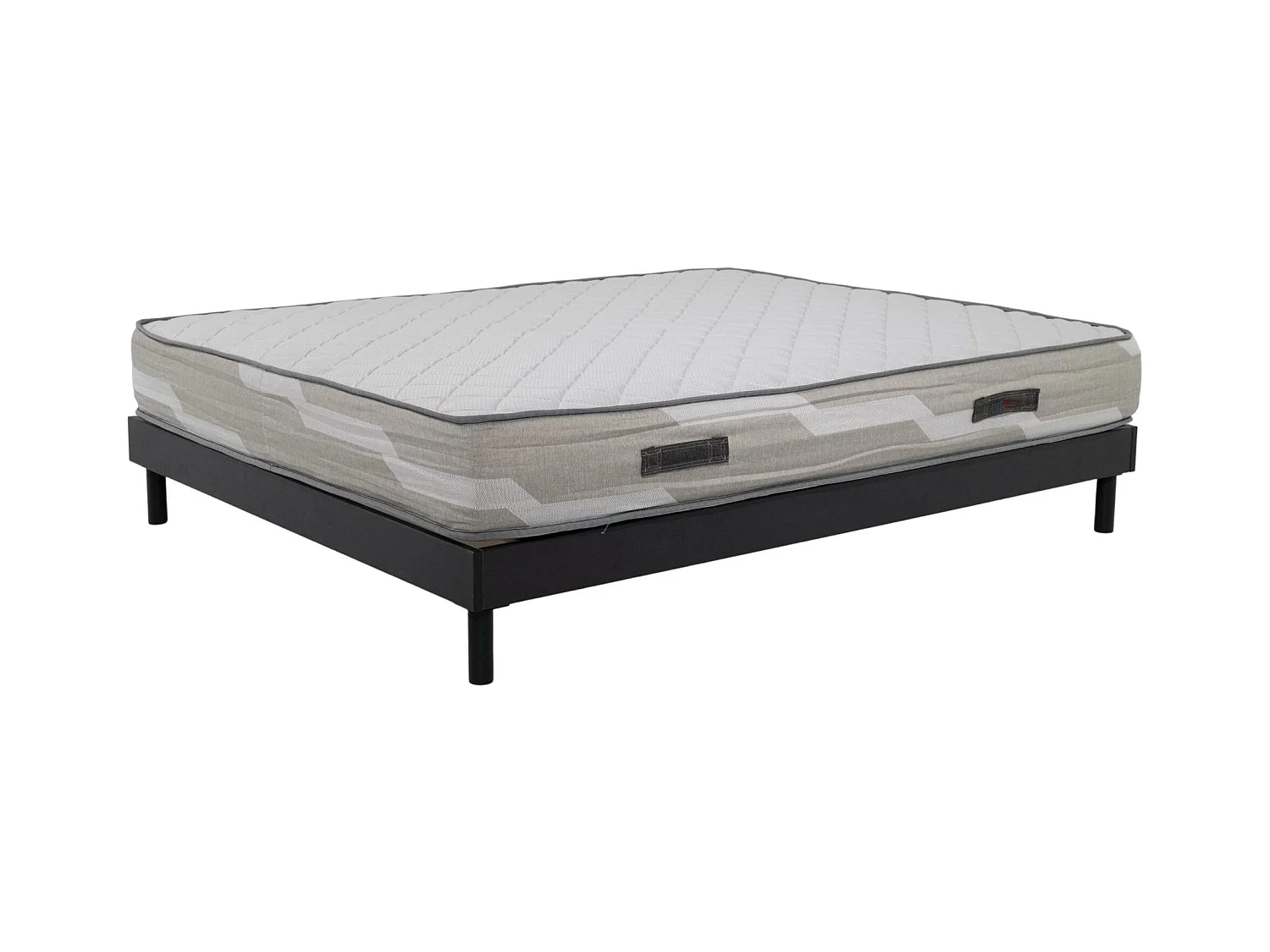 Ensemble 140x190cm Matelas ressorts  Select - accueil mémoire de forme et Sommier kit gris