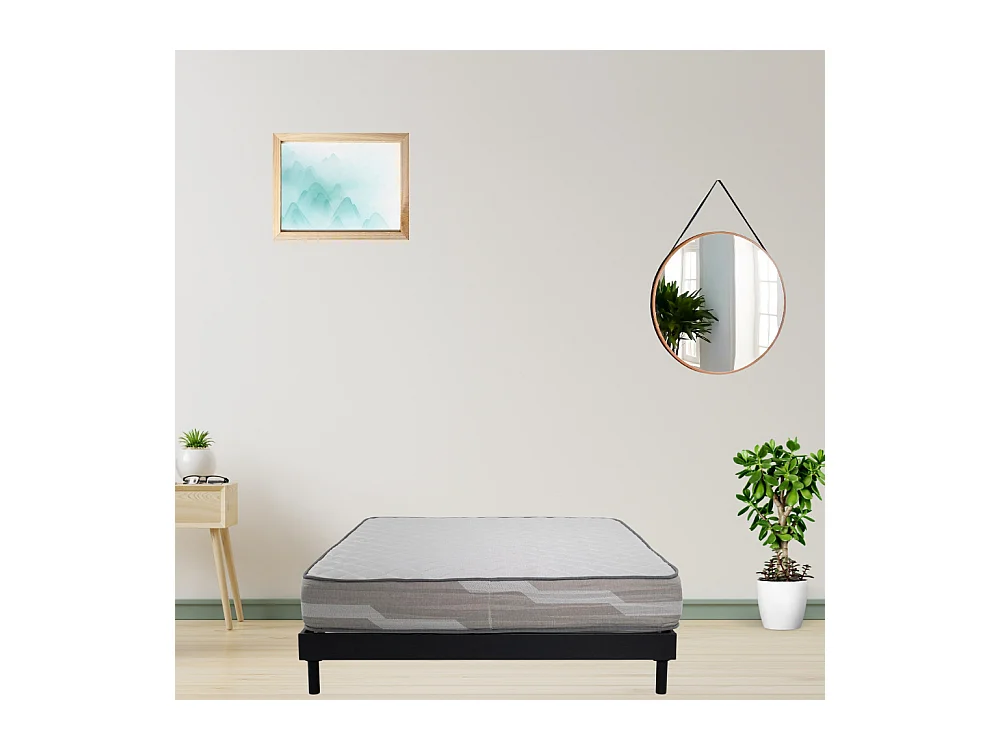 Ensemble 140x190cm Matelas ressorts  Select - accueil mémoire de forme et Sommier kit gris